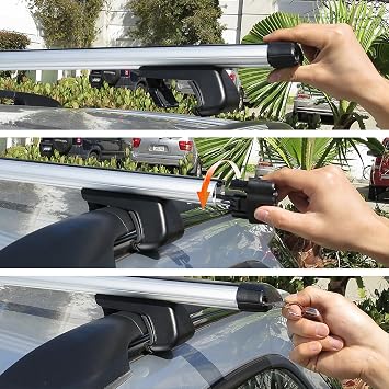 Spec-D Tuning Adjustable 53 Car SUV Top Silver Aluminum Cross Bar Roof Cargo Luggage Rack w/Lock Clamps