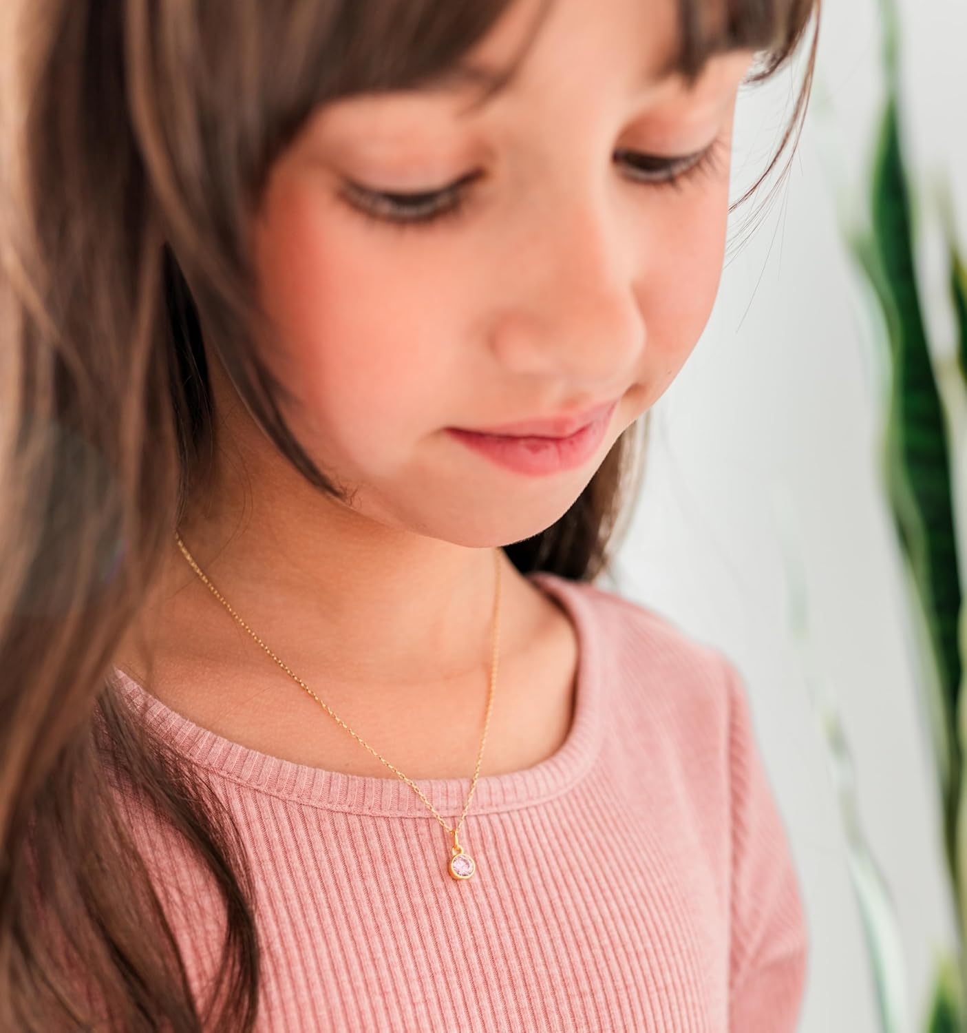 Cherished Moments 14K Gold-Plated Dainty Simulated Birthstone Necklace for Little Girls, Teens and Minimalist Jewelry for Women (14 inch or 16-18 inch chain) - Image 3