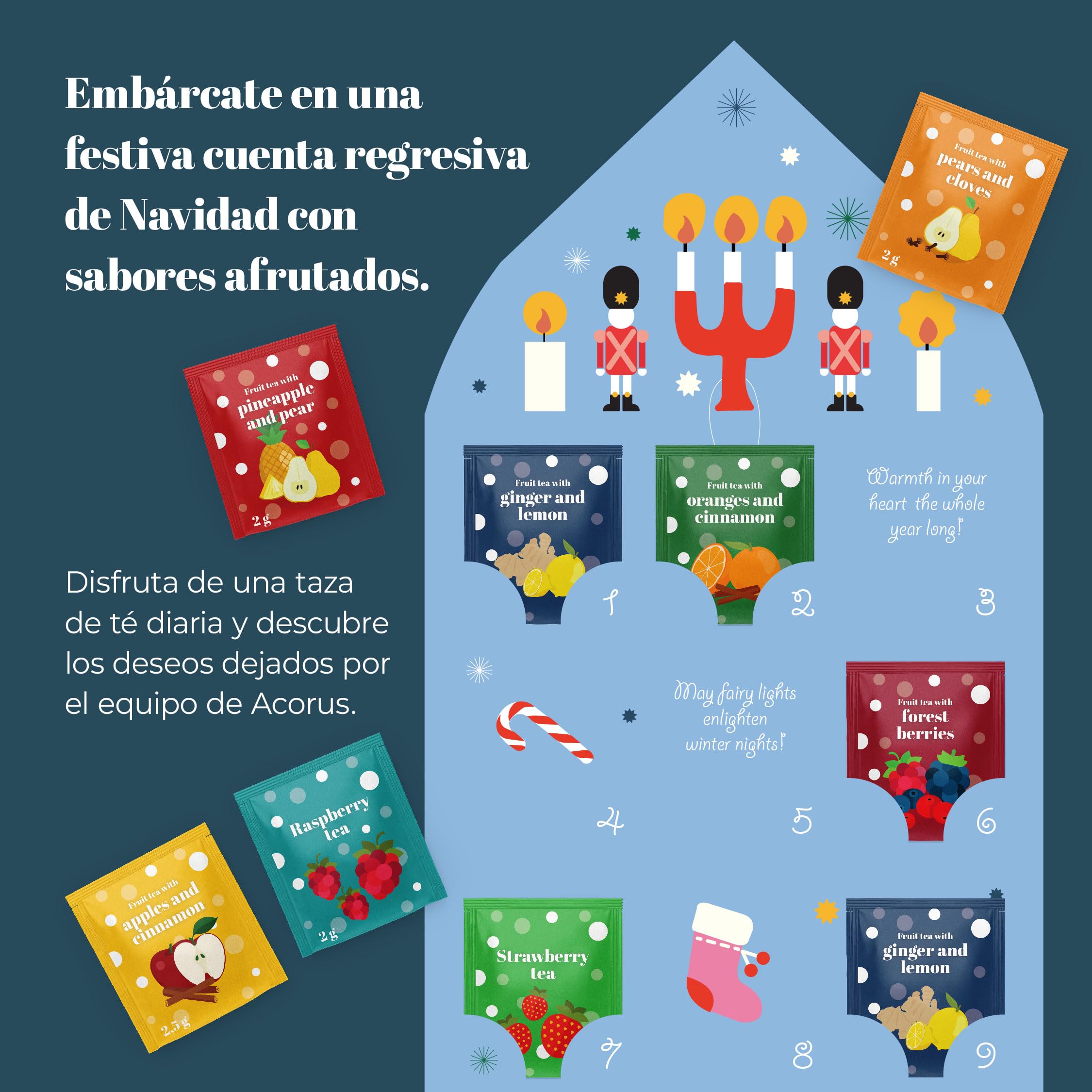 Calendario de Adviento 2025 de Té de Acorus, 24 Bolsitas de Te Navidad para la Cuenta Atrás, Calendario Adviento 2025 - Idea de Regalo para el Período Festivo de Invierno — view 3