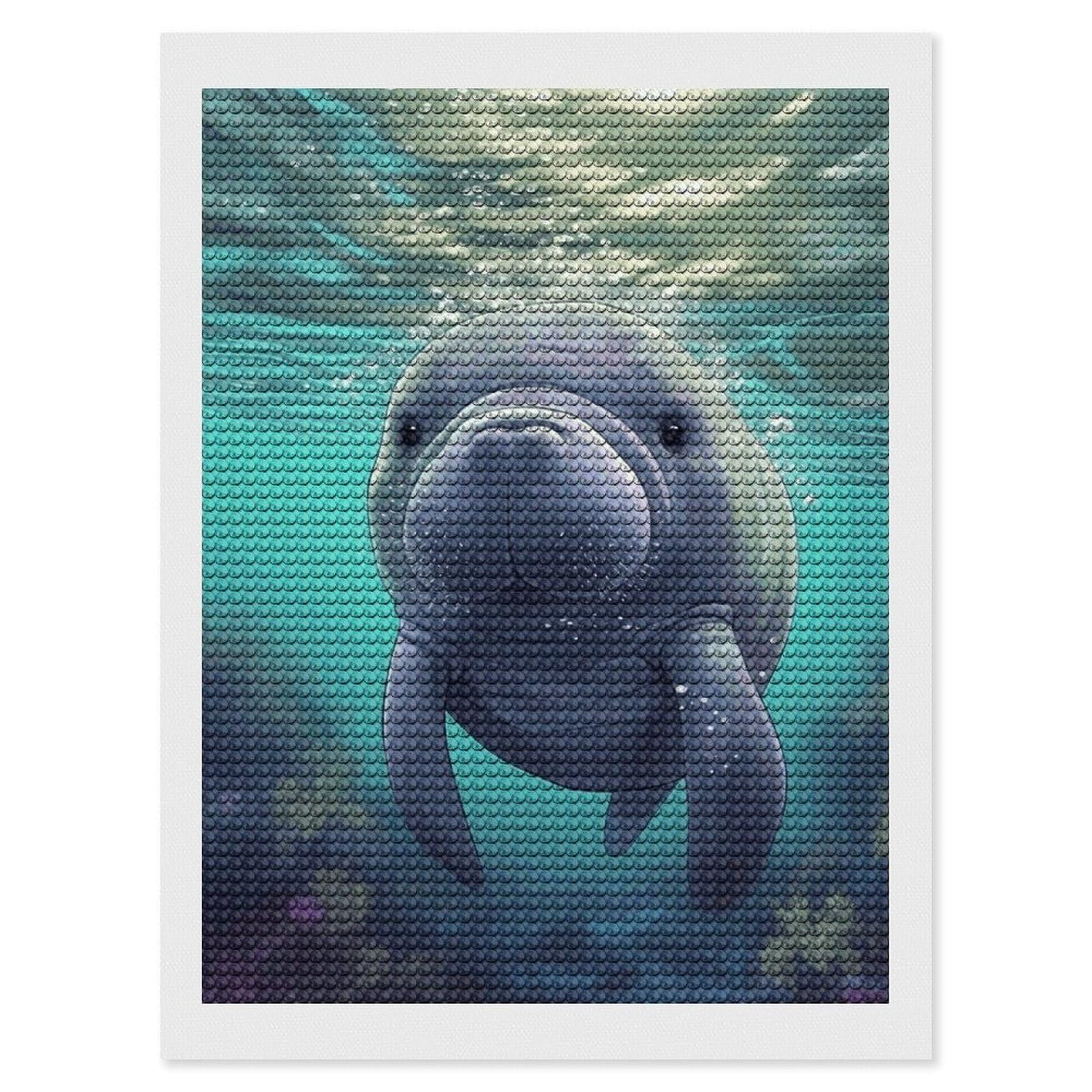 Manatee Diamond Painting Kit For Adults - Ocean Animal Round Drill Diamond Art 11.8x15.8 Inch