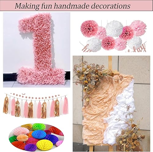 Miniatura 6 de 30 hojas de papel de seda de oro rosa para bolsas de regalo, papel de seda romántico de mármol rosa metálico a granel para fiestas de cumpleaños,