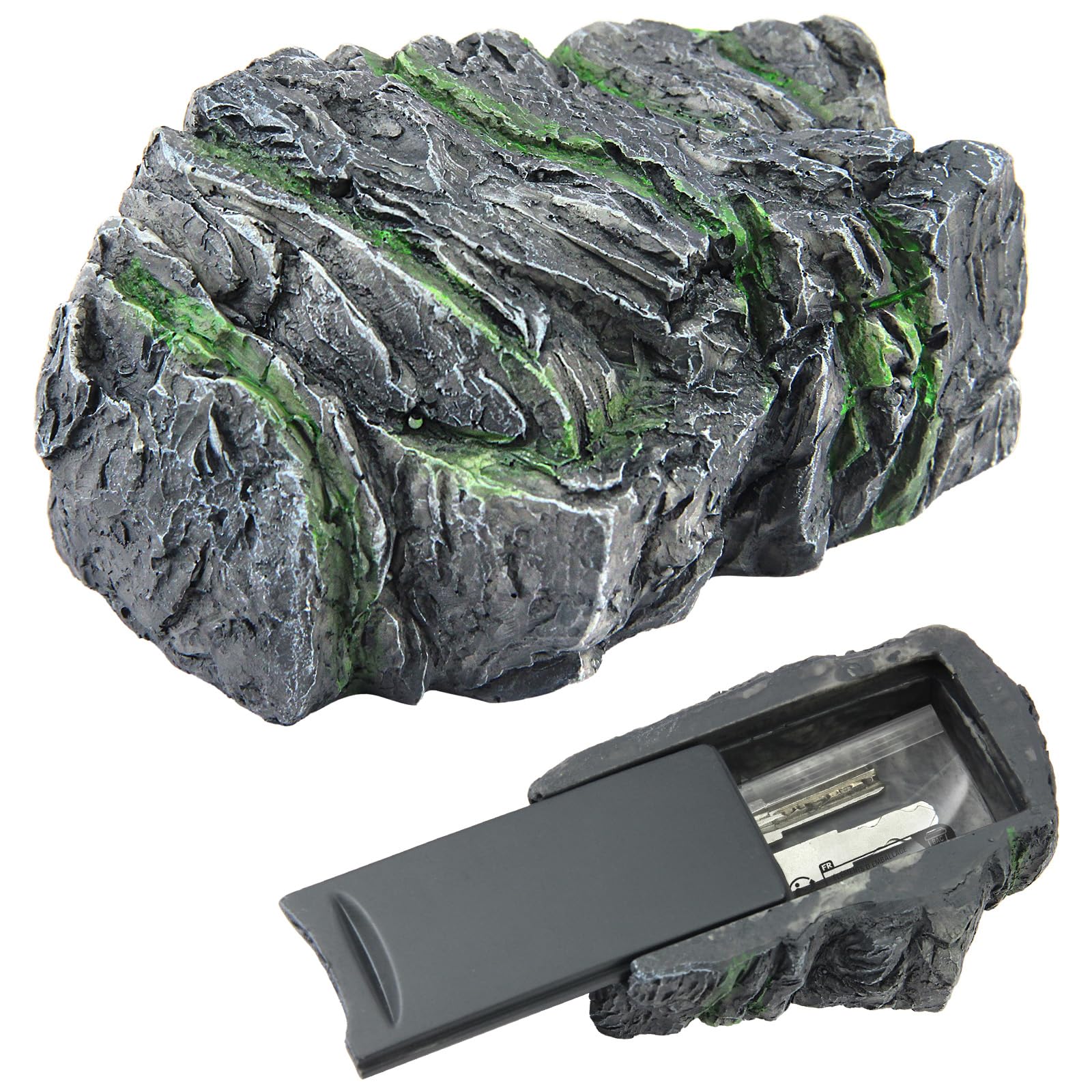 Lunhoo Fake Rock Hidden Storage Key Hider, Outdoor Waterproof Key Hidden, Rock Keys Hider for Garden or Yard (Dark Grey)