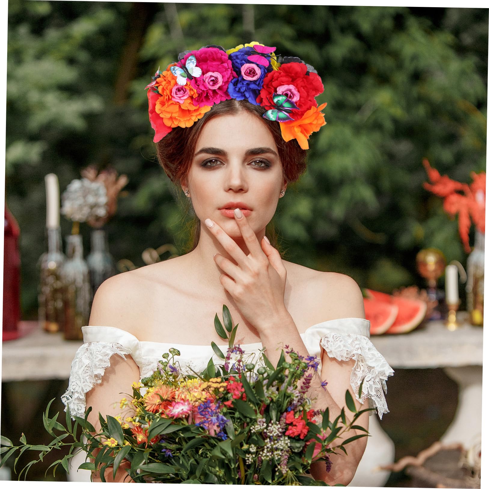 Diadema Plástico Elegante de Flores, Tocado Floral para Mujer