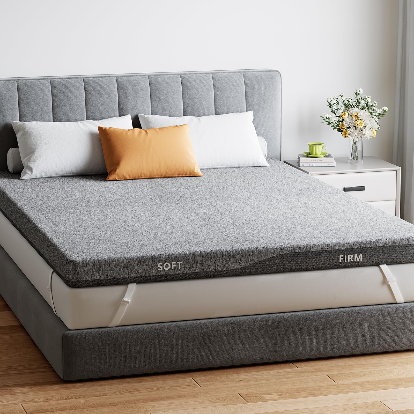 PERLECARE Dual Firmness Mattress Topper Queen
