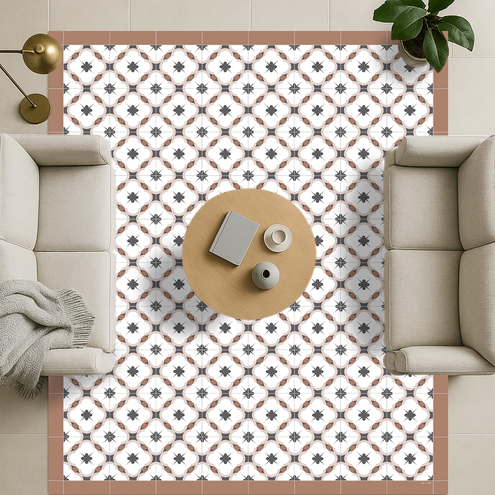 DobleUve Estudio Tapis Vinyle Loft | Marron | 65x140 | Tapis Cuisine PVC | Tapis de Salle à Manger Imperméable | Tapis Salon | Tapis Antidérapant Antifongique en PVC pour Enfants