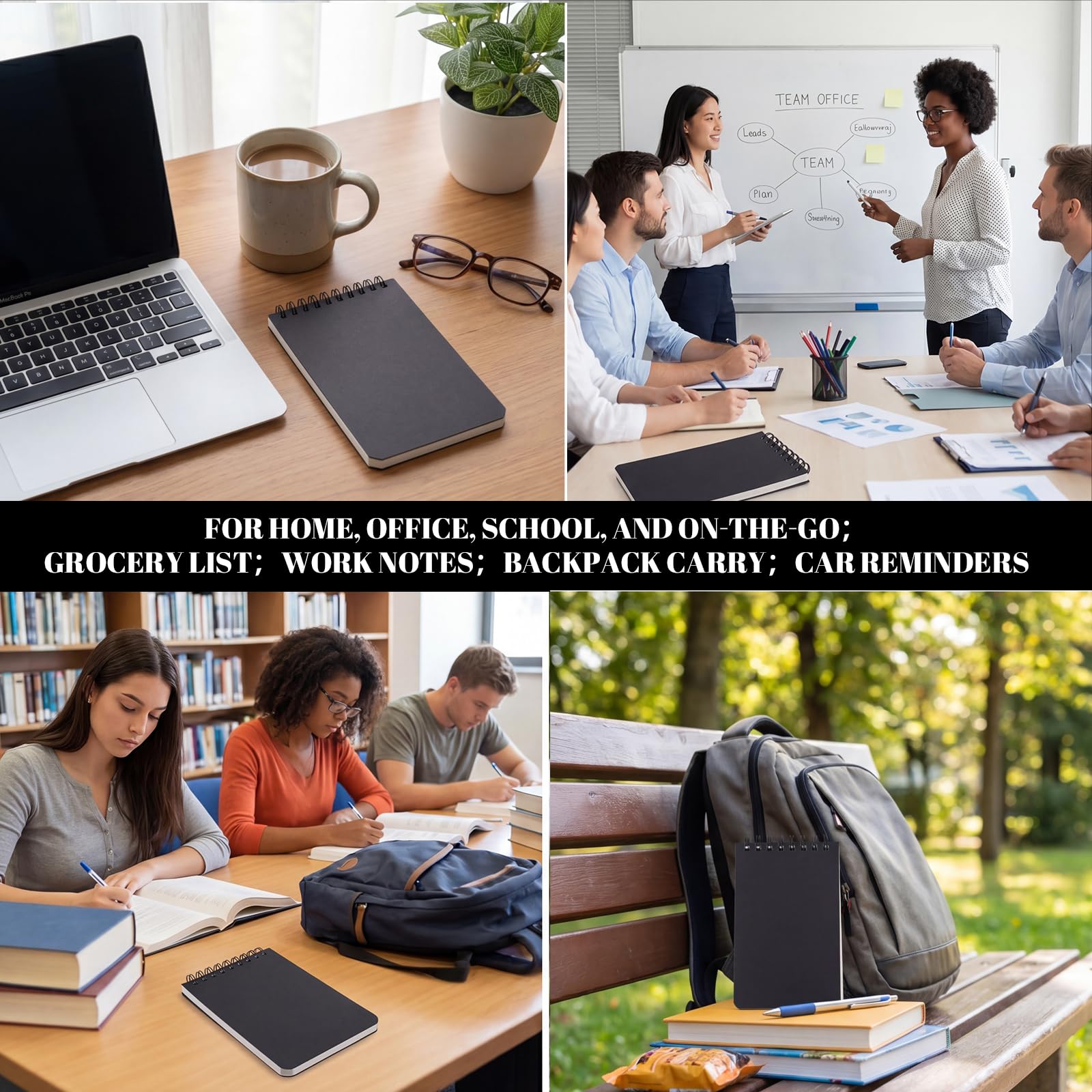 BESARME 10 blocs de notas pequeños de 3 x 5 pulgadas, cuaderno de bolsillo en espiral a granel negro a granel, bloc de notas a rayas para hombres, estudiantes, regalo de vuelta a la escuela