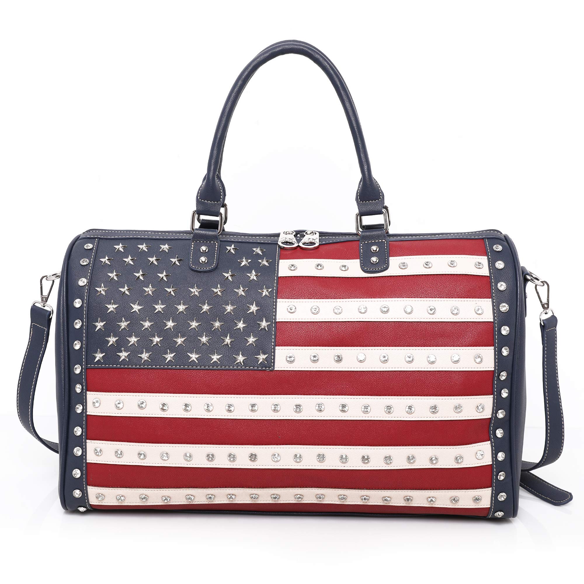 Montana West American Pride Flag Travel Duffel Bags Large Sport Gym Bag For Women Men Navy US-04-511