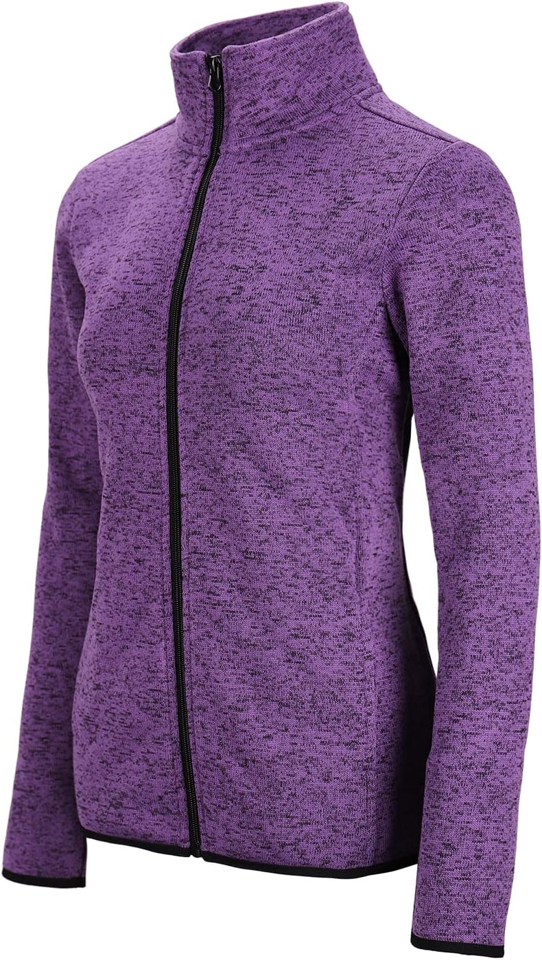 Dolcevida Women's Long Sleeve Sweater Fleece Zip Up Speckled Jacket with Pockets - Image 2