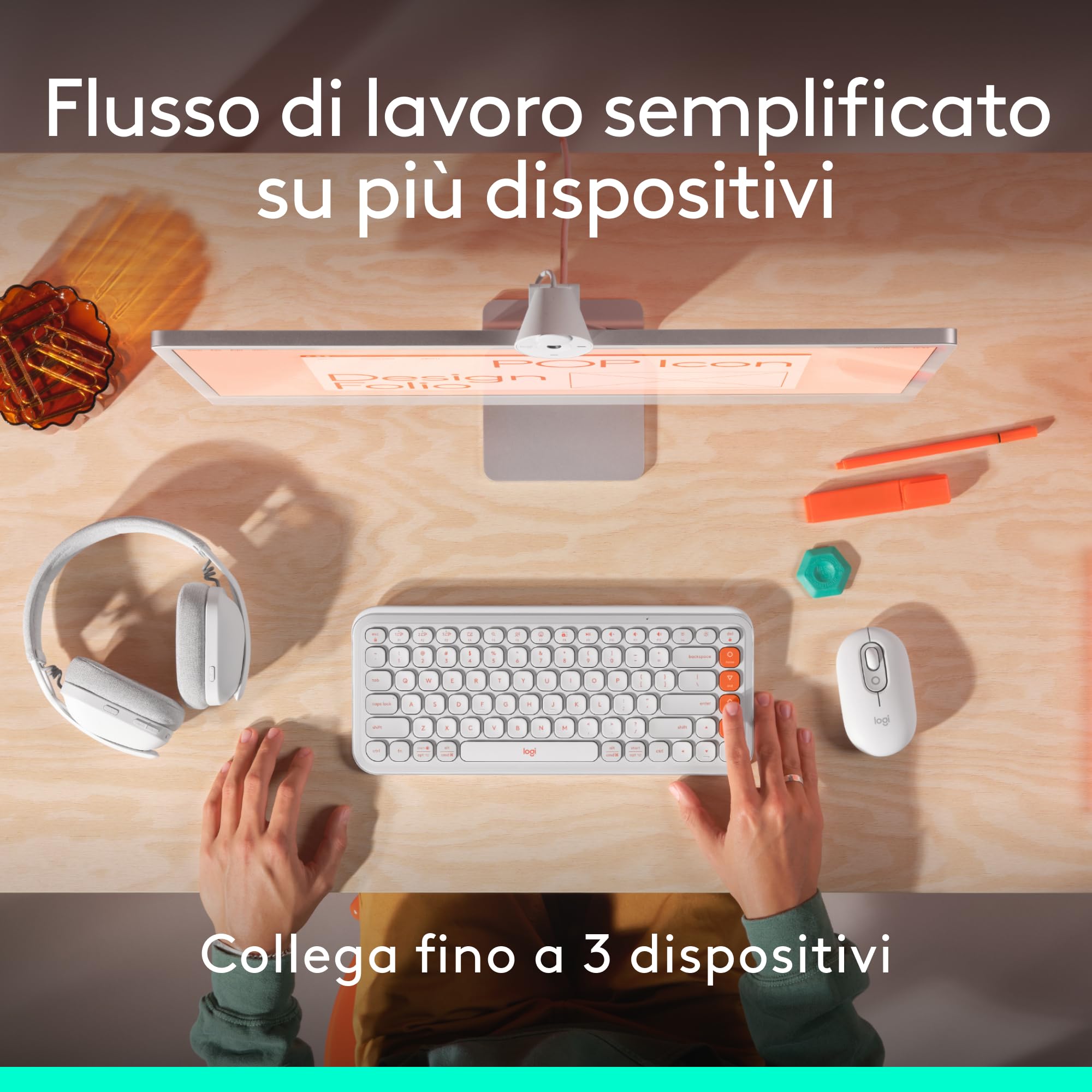 Logitech POP Mouse, mouse wireless Bluetooth compatto e portatile con pulsanti programmabili e clic discreti, Easy-Switch tra un massimo di 3 dispositivi, laptop, tablet, PC - Graphite
