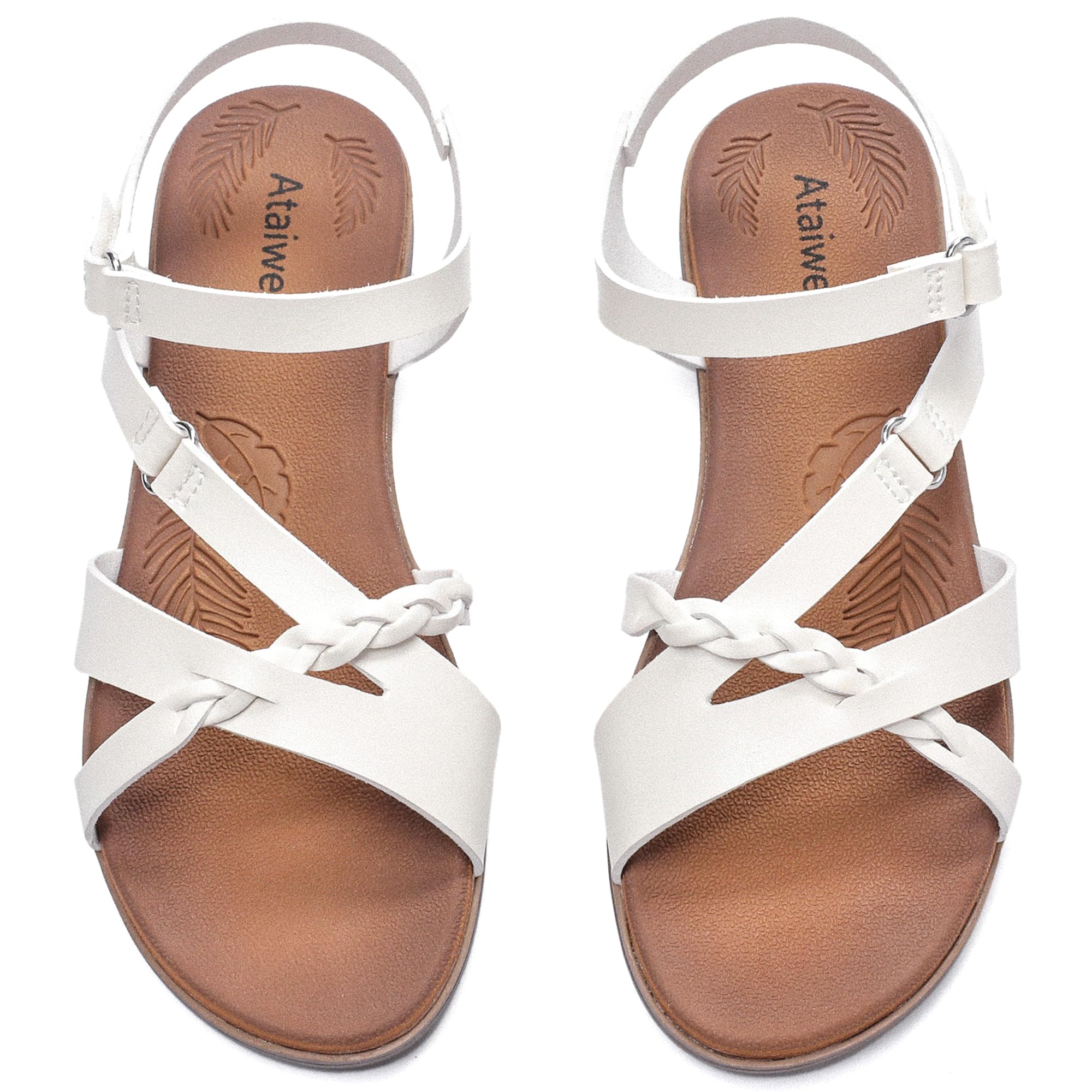 Sandales plates pour femmes Slip-on confortable avec sangle à la cheville bout ouvert été