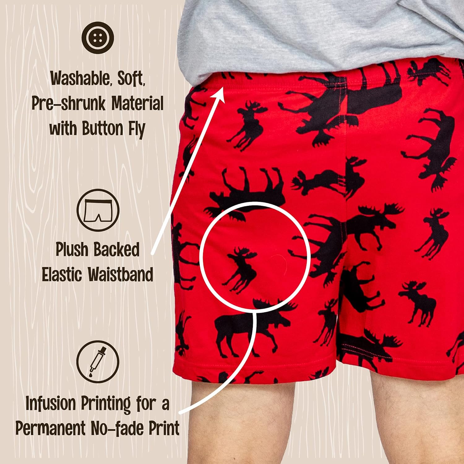 Lazy One Funny Animal Boxers, Novelty Boxer Shorts, Humorous Underwear, Gag Gifts for Men, Funny Bear Boxers - Image 5
