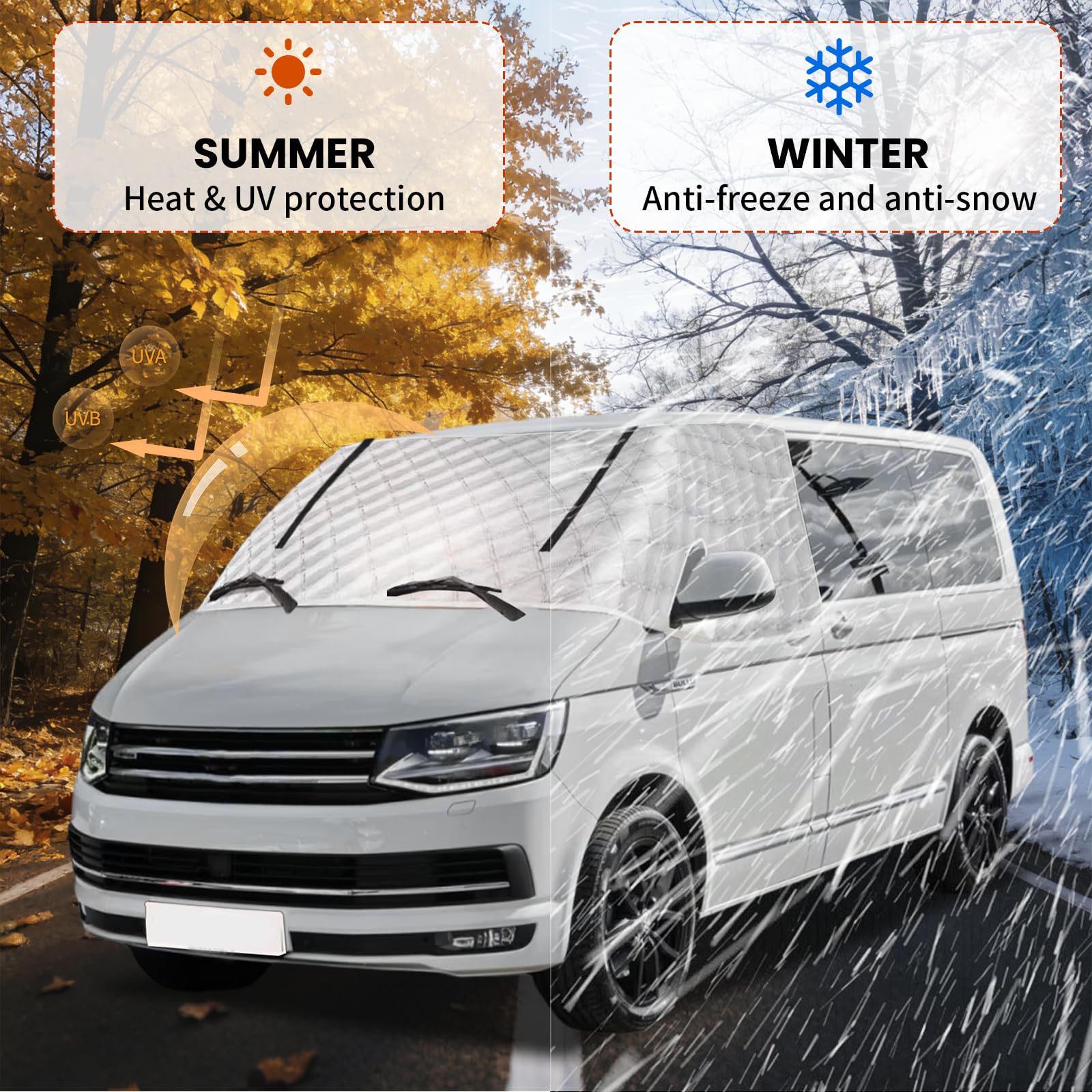 Zewnętrzna osłona ekranu termicznego srebrna izolacja przedniej szyby do VW T5 T6