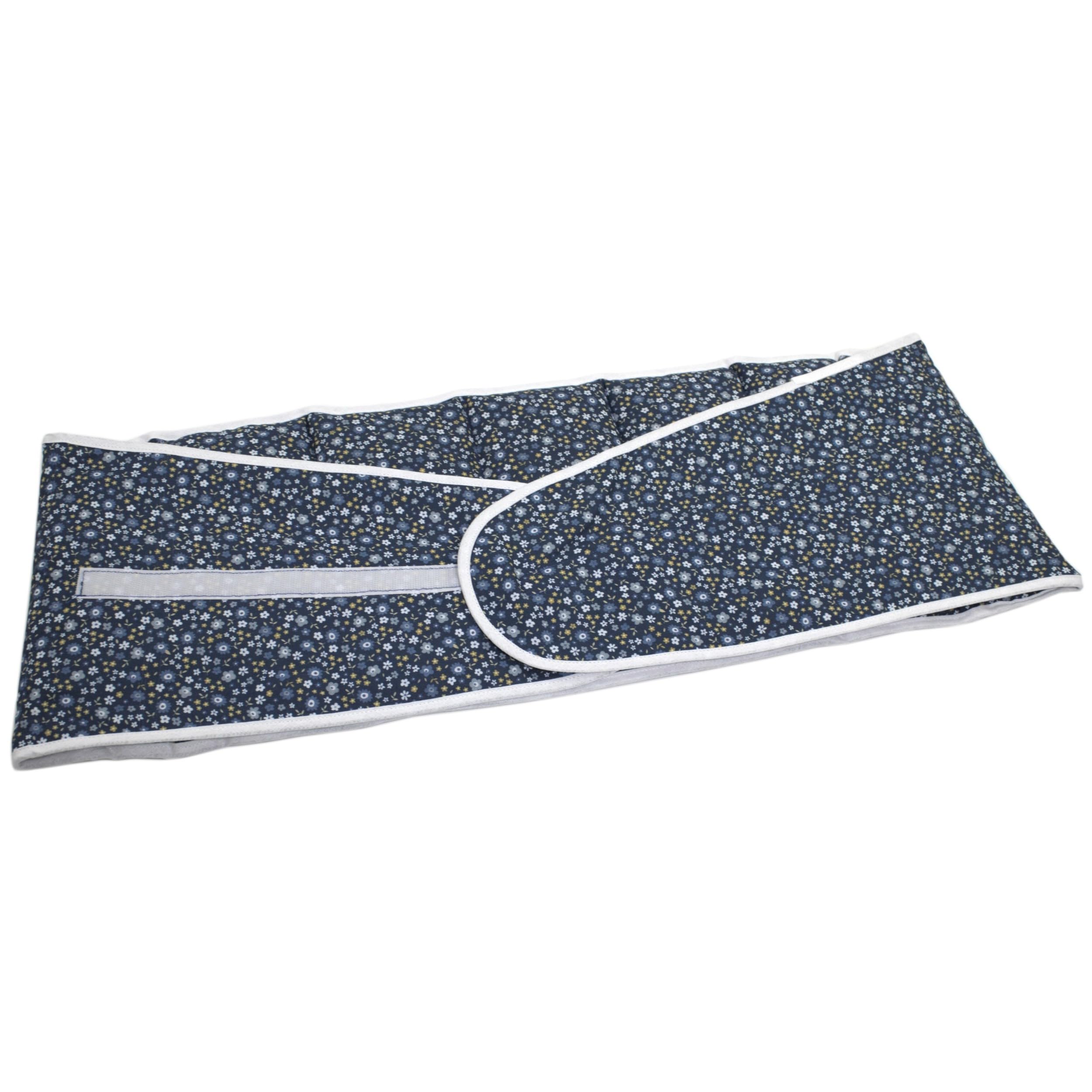 Cuscino termico cintura, semi di grano e segale bio (Lunghezza totale: 135cm, Fiorellini, Cotone Bio) Grande cuscino riscaldabile, caldo e freddo - microonde, forno e frigorifero