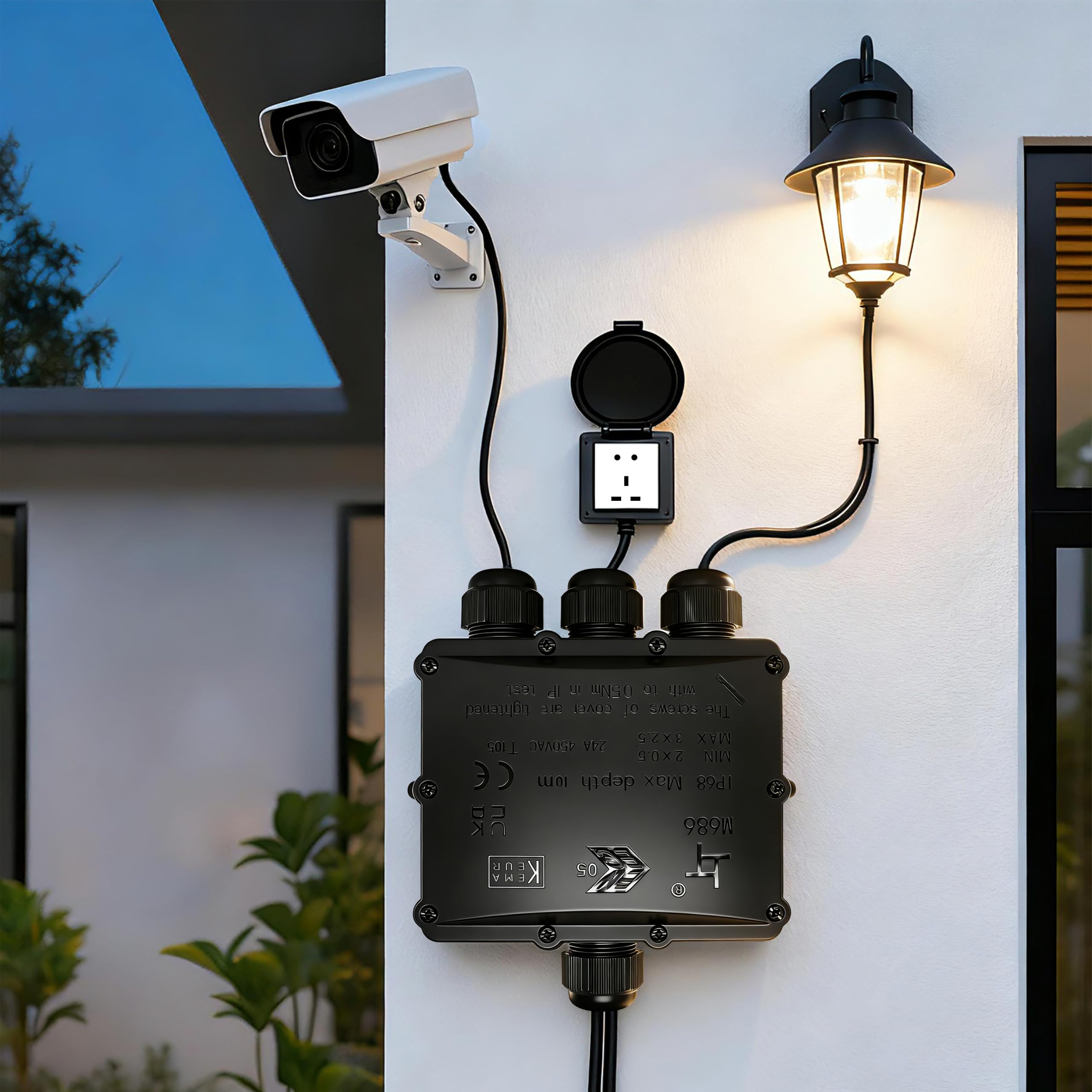 Scatola di giunzione impermeabile IP68, 2 pezzi, 4 vie, connettori per cavi esterni con 4 cavi M25, scatola di giunzione elettrica per cavi di diametro 4-14 mm, nero