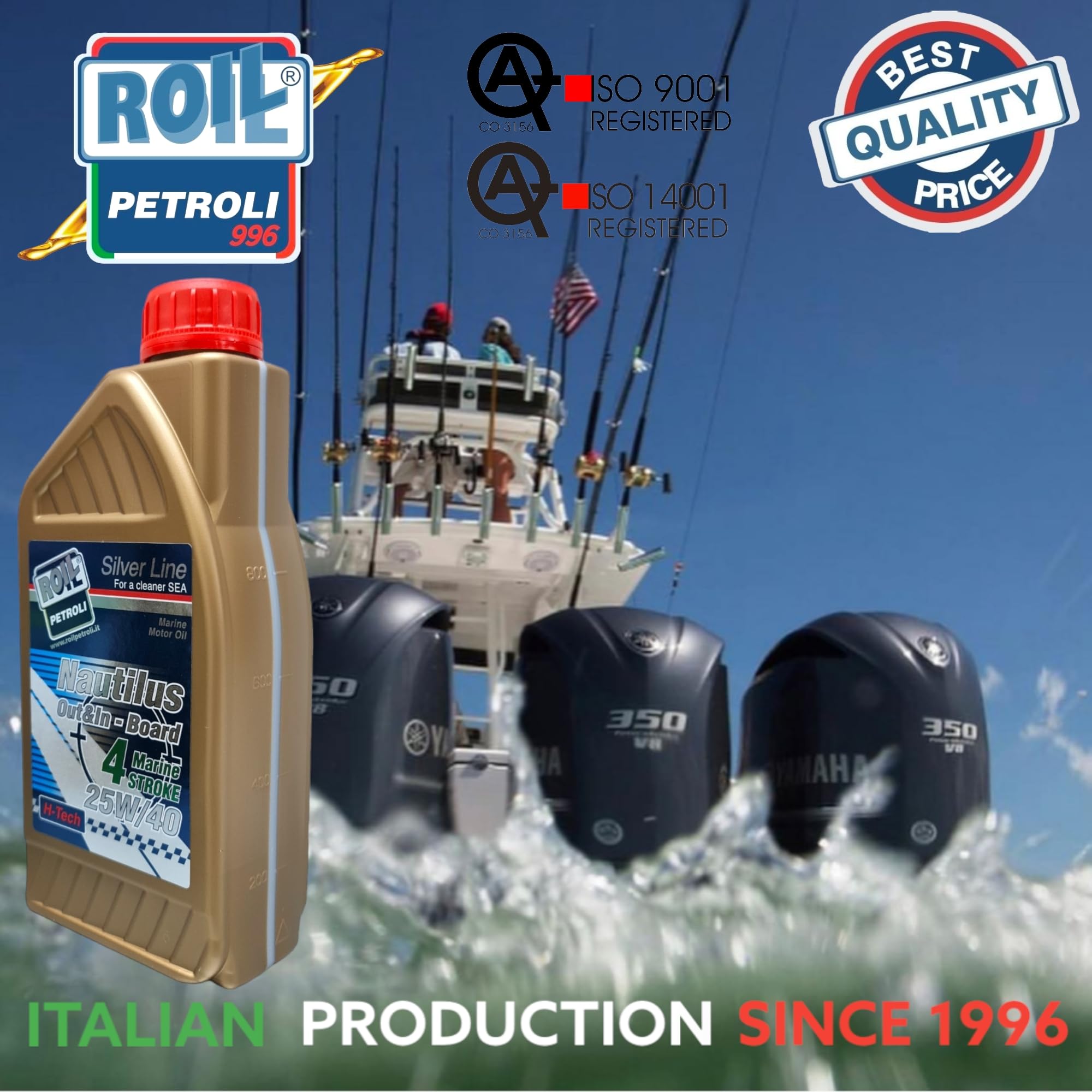 Roil Nautilus 25W/40 4 Stroke Marine Oil 1L NMMA FC-W API SL VDS-3