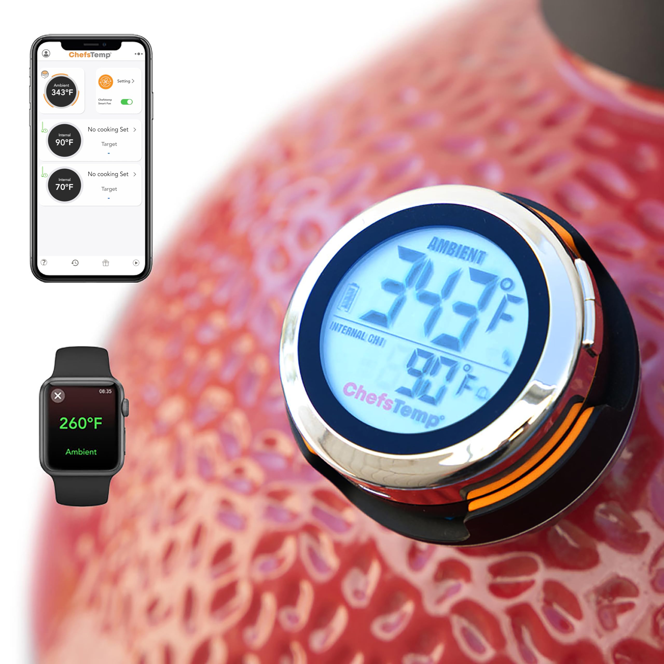 ProTemp S1 Brevettato Smart Grill Termometro Hub Wi-Fi e Bluetooth per Weber Big Green Egg Grills Smoker Offset Upgrade Upgrade Accessori di ricambio (versione BGE, adatto per Big Green Egg)