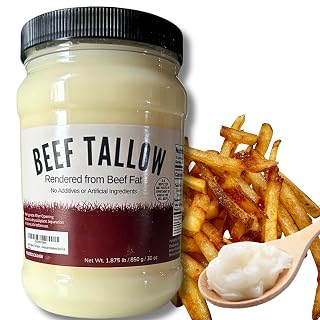 Beef Tallow 30 oz Value - 100% Rendered Beef Fat Shelf Stable, Fits in Fridge and Pantry - Amazon product rated Grade A