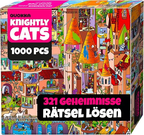 Puzzle mit 1000 Teilen und einem Motiv aus Katzen in Rüstung