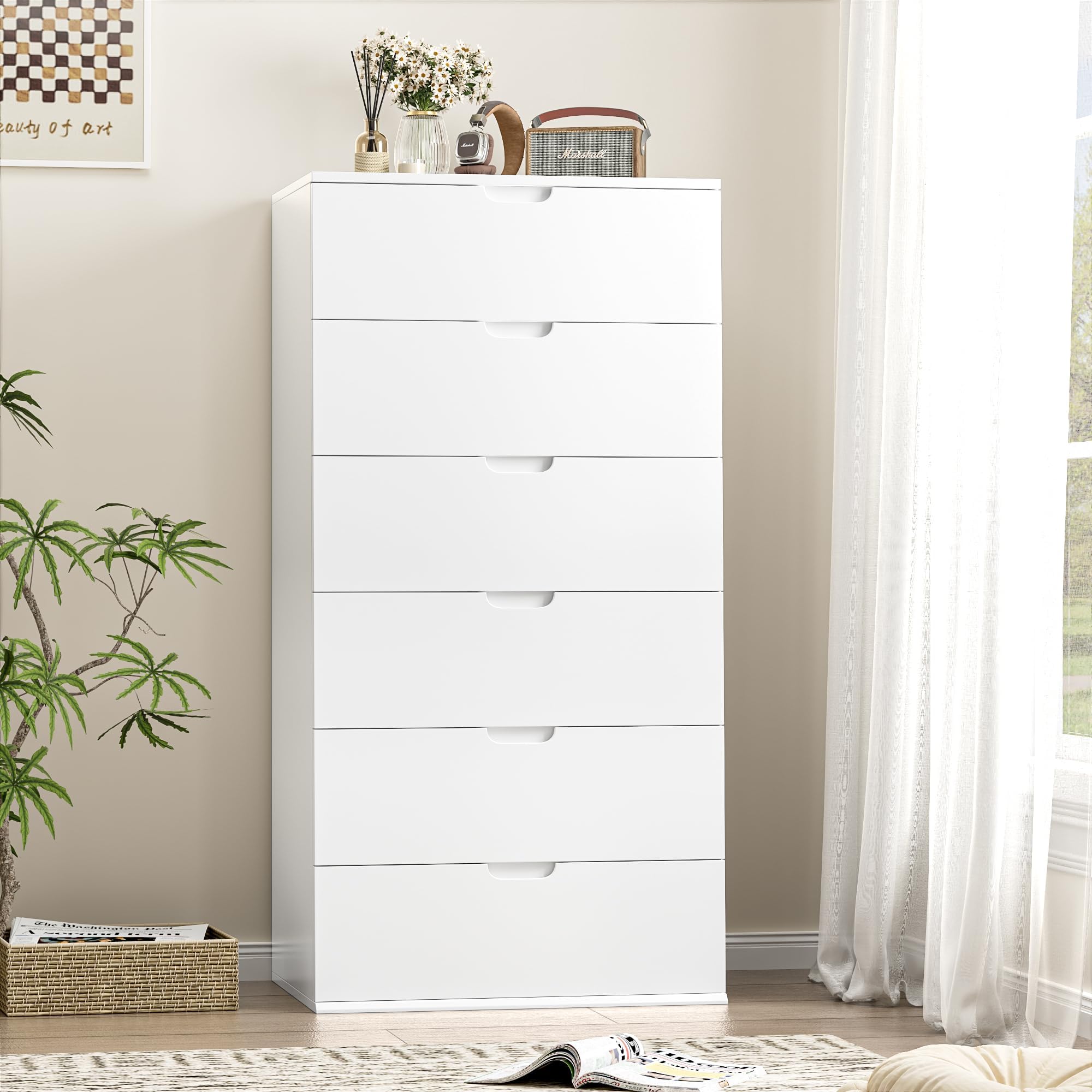 Amazon.com: Tvilum 5 Drawer Chest, White Wood Grain : Home & Kitchen