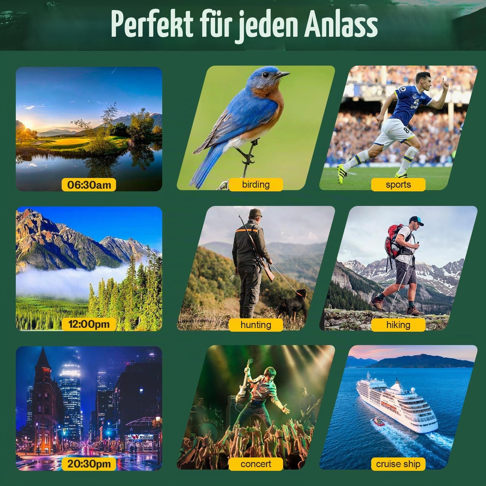 occer Kompaktes Fernglas für Erwachsene und Kinder, 15x30 cm, Großes Sichtfeld, Leistungsstarkes Fernglas für Vogelbeobachtung, Jagd und Sportveranstaltungen, Einfache Fokussierung und Schwaches Licht