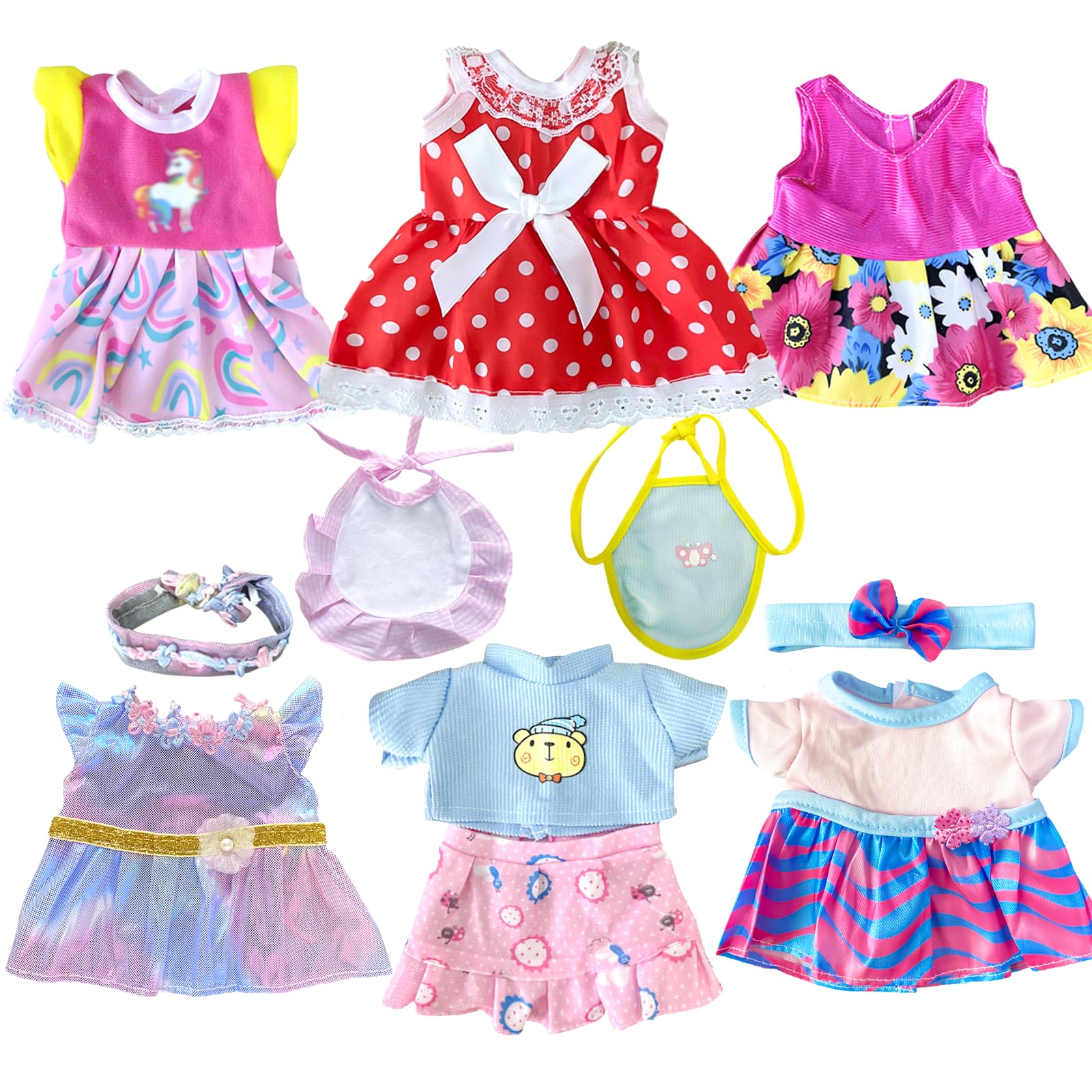 JING SHOW BUSSINESS Baby Doll Clothes - 6 Sets Girl Clothes Dress Baby Outfits Accessories for 10 11 12 Inch Doll.