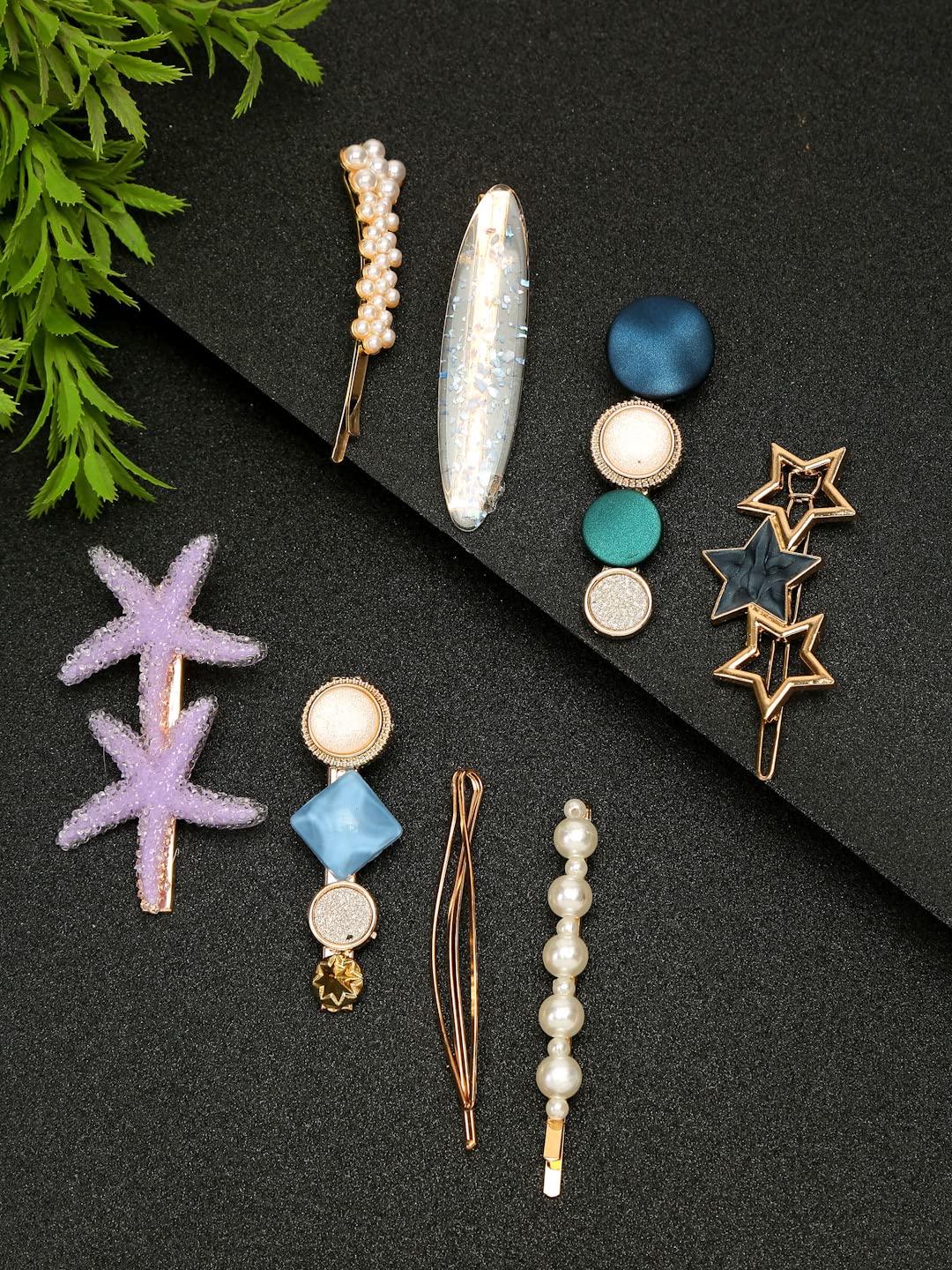 Plated Combo of 8 Hair Clips & Pins for Women