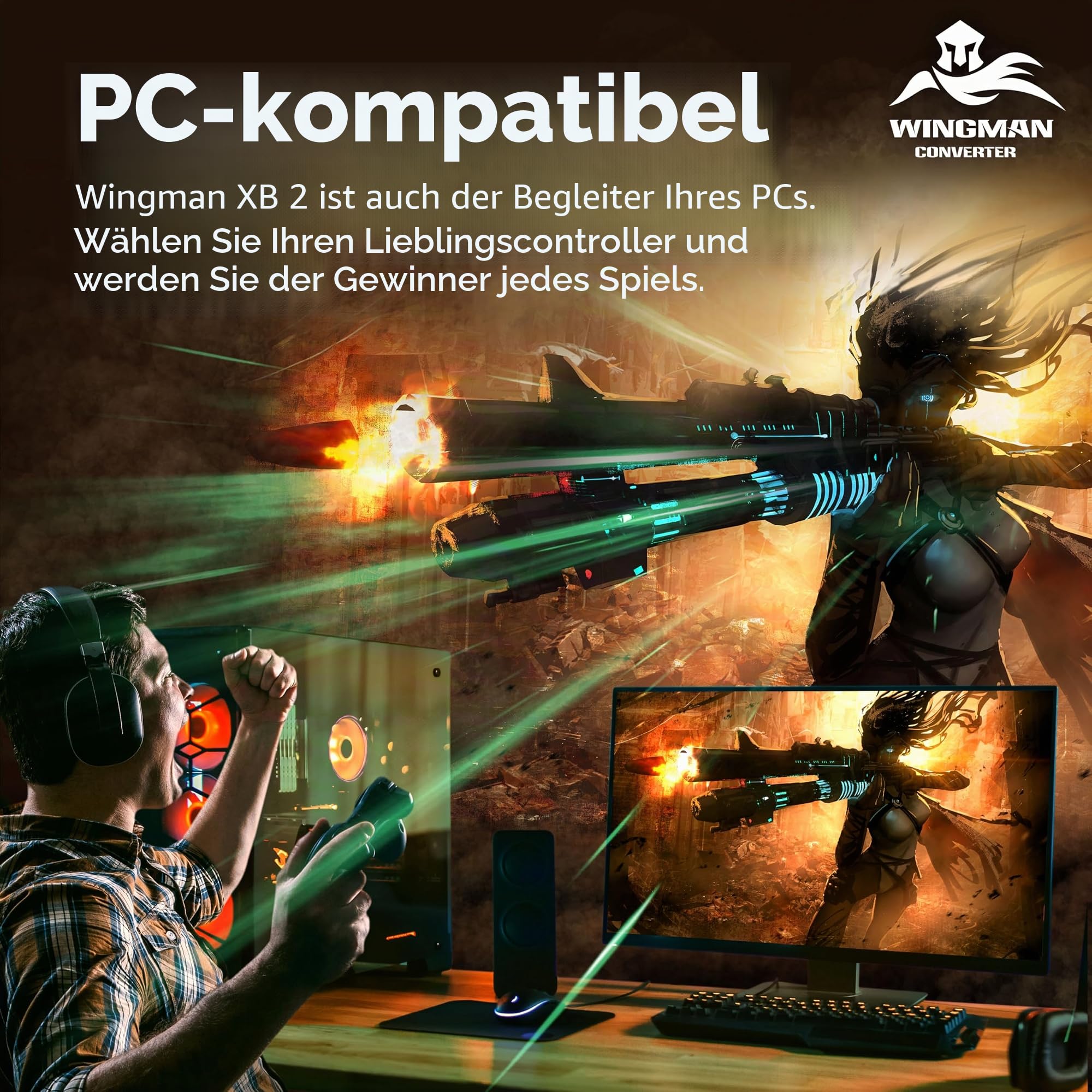 Brook Wingman XB 2 Konverter mit Schlüsselanhänger - Wireless Controller Adapter für XB 360, XB Original Konsolen und PC, unterstützt Remap und einstellbaren Turbo [Exklusive Version]