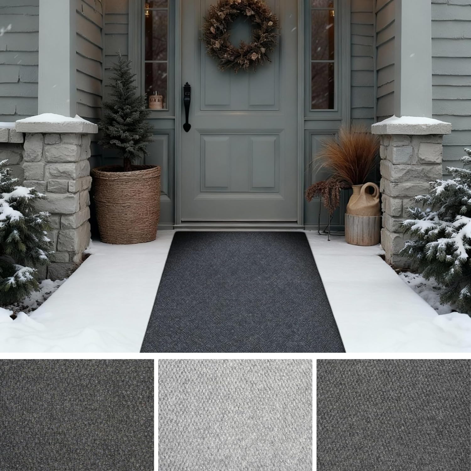 iCustomRug Hallway Runner Rug – 3x16ft Black, Indoor/Outdoor, Non-Slip Rubber Backing, Low-Profile All-Weather Carpet, Non-Shedding & Easy Care, Entryway Mat Ideal for High Traffic Areas 3' x 16' Black