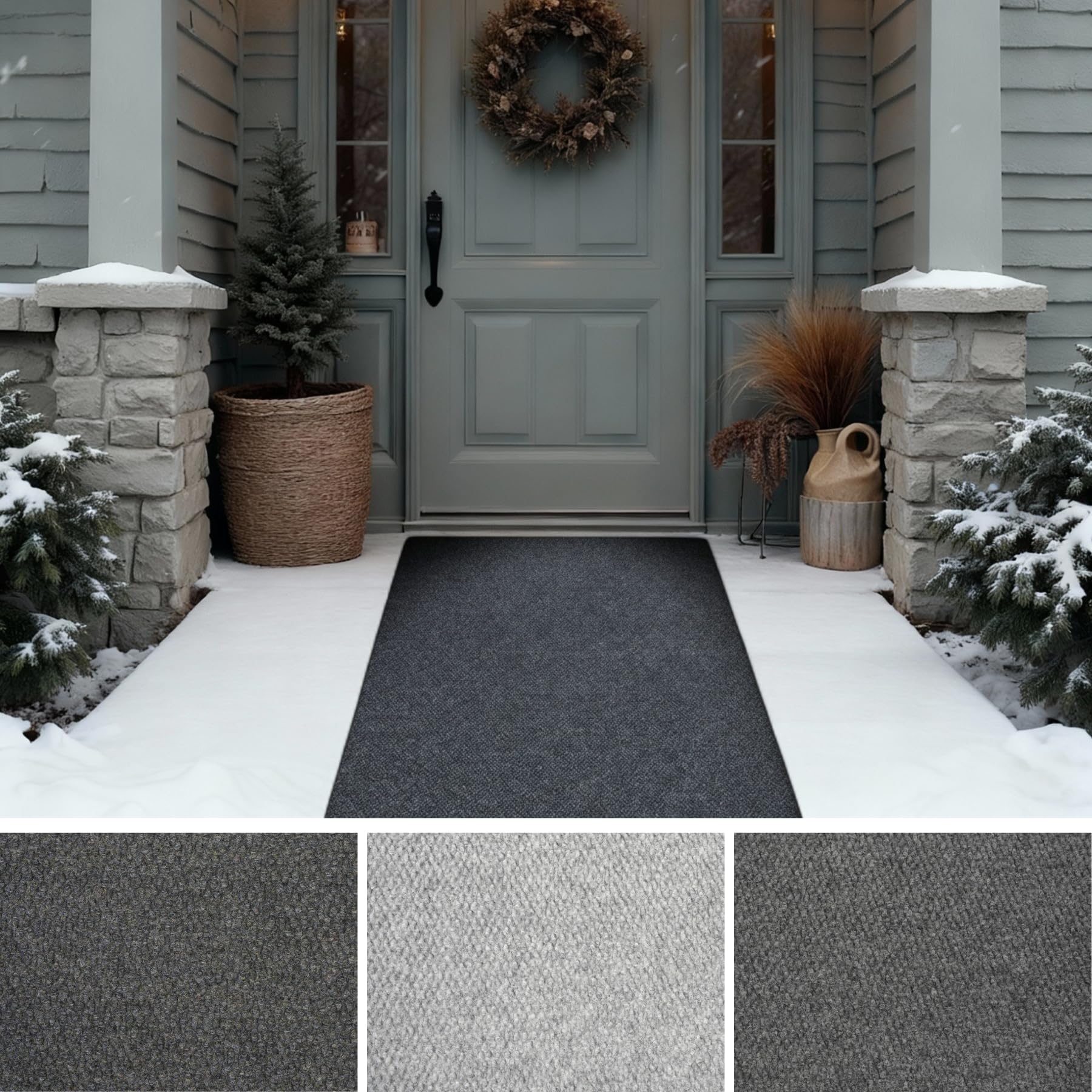 iCustomRug Hallway Runner Rug – 3x24ft Black, Indoor/Outdoor, Non-Slip Rubber Backing, Low-Profile All-Weather Carpet, Non-Shedding & Easy Care,