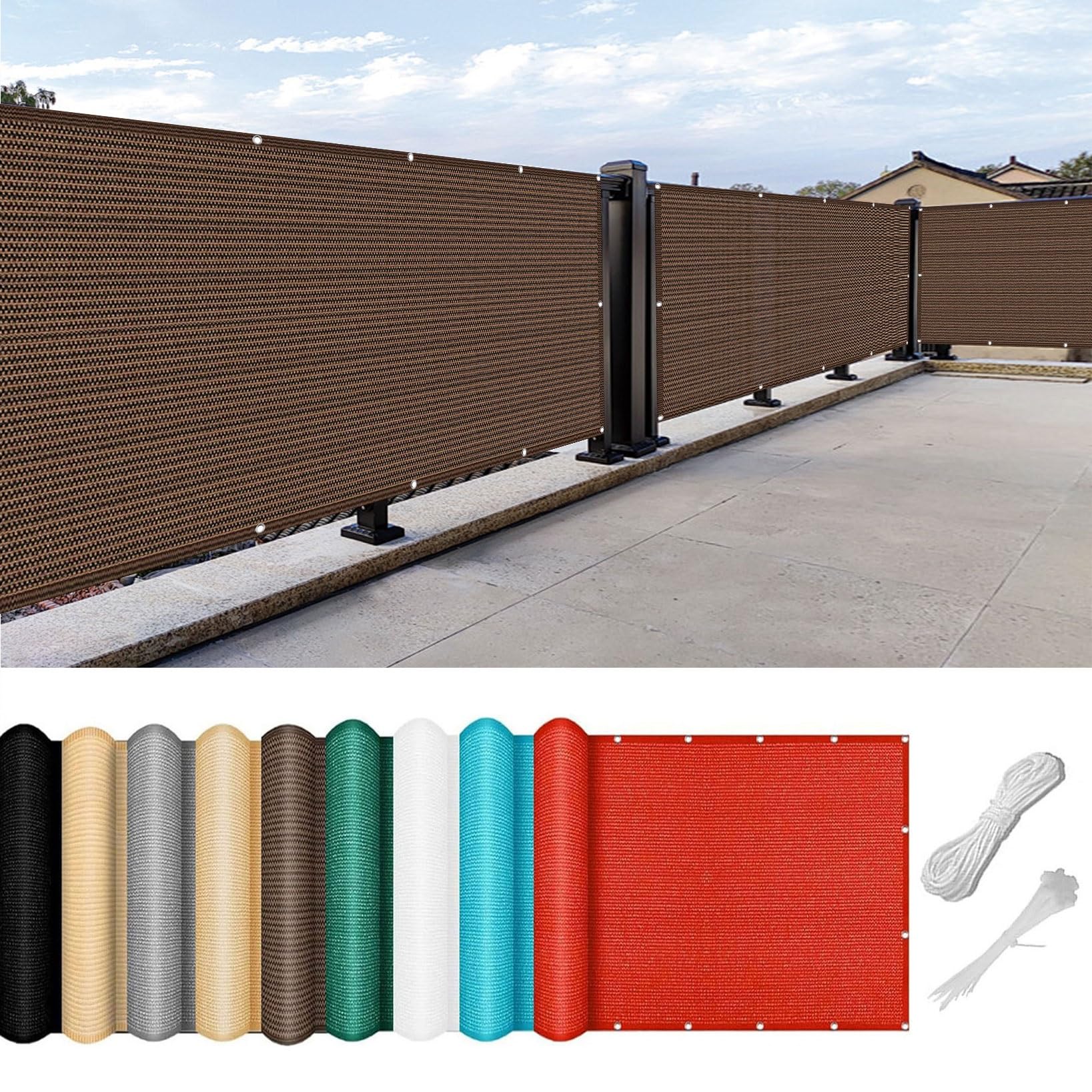 Balcony Privacy Screen 80 x 180 cm UV Protection Sun Wind Enclosure Balcony Netting with Cable Ties, Tear-Resistant for Outdoor, Garden, Backyard, Rails, Brown — image 1