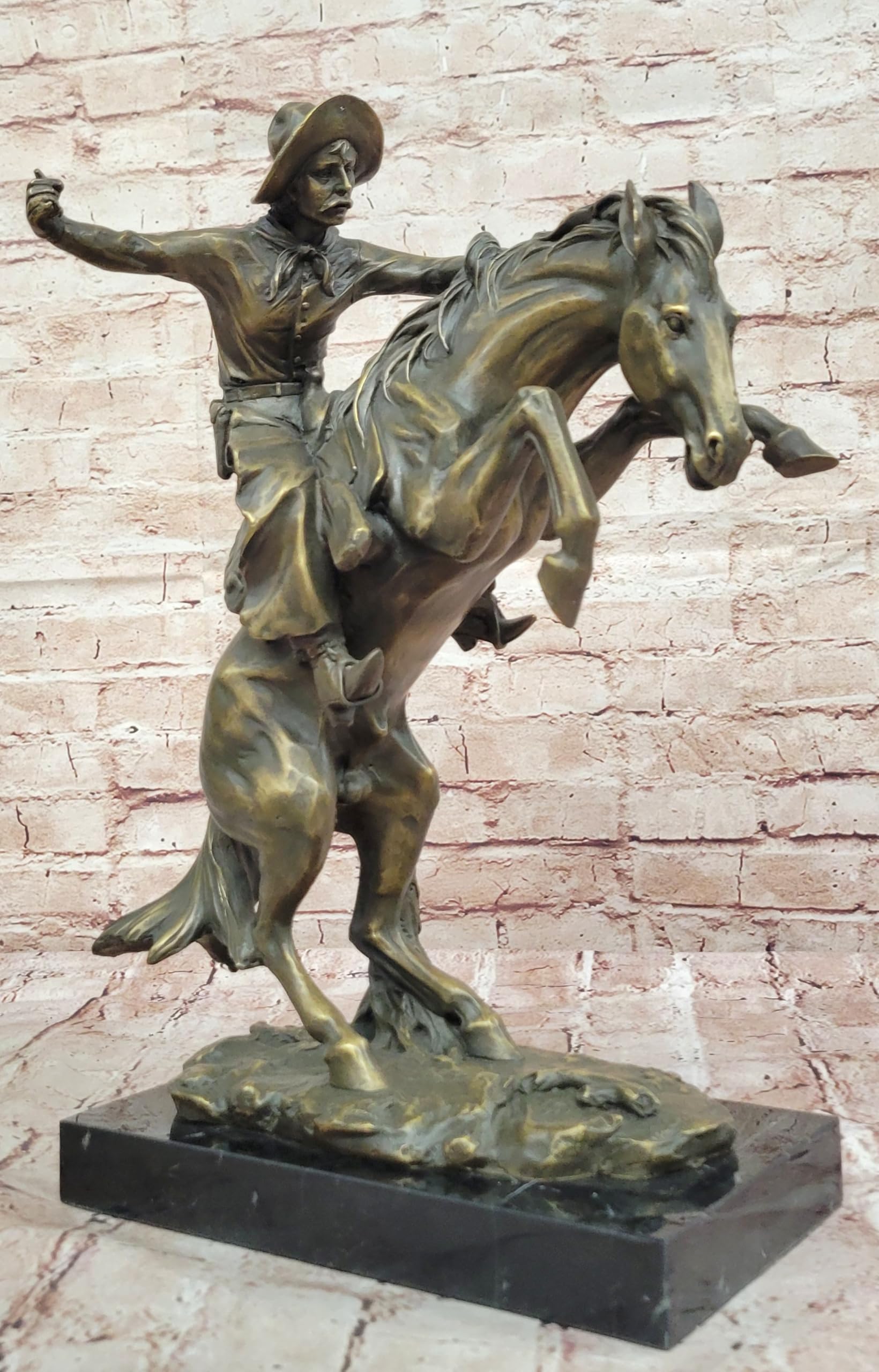 Frederic Remington`s Bronco Buster Genuine Bronze Sculpture Statue Decorative Figurine Artwork by Think Bronze