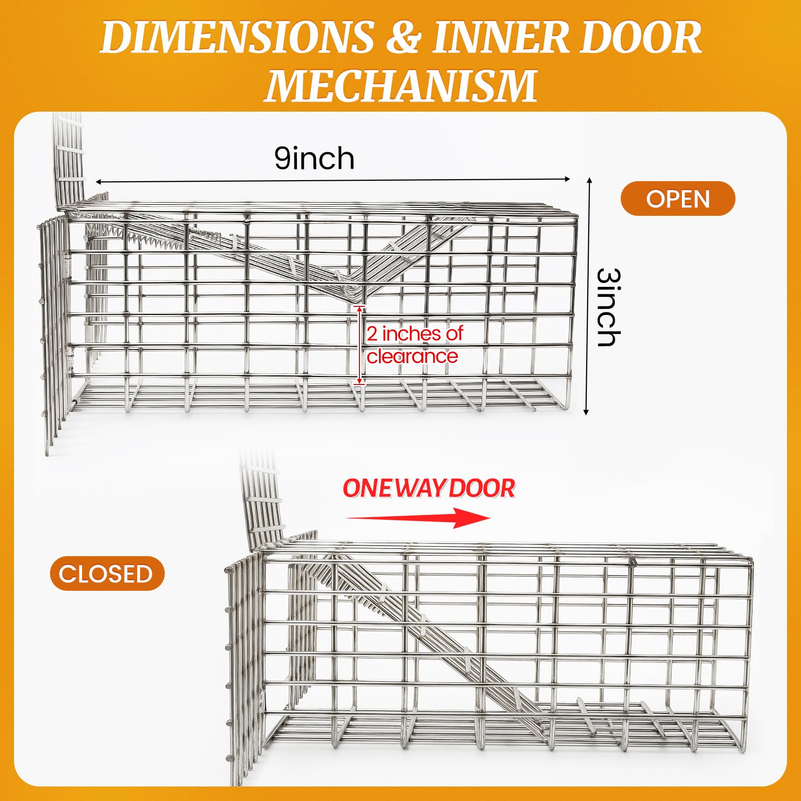Lettry Lot de 2 boudins de porte unidirectionnels en forme d'écureuil, cage d'animaux, écureuils humains, tamias sans contact, pour espaces extérieurs comme greniers, cheminées – Comprend un kit