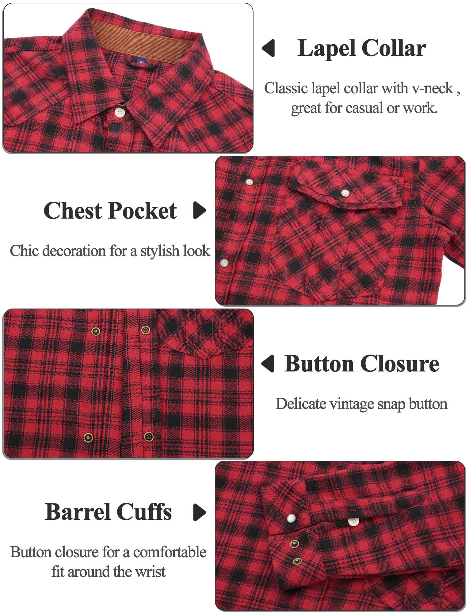 AIEOE Camicia a quadri da uomo a maniche lunghe in flanella casual camicia a quadri camicia da boscaiolo camicie button up flanella a quadri camicia top con tasca