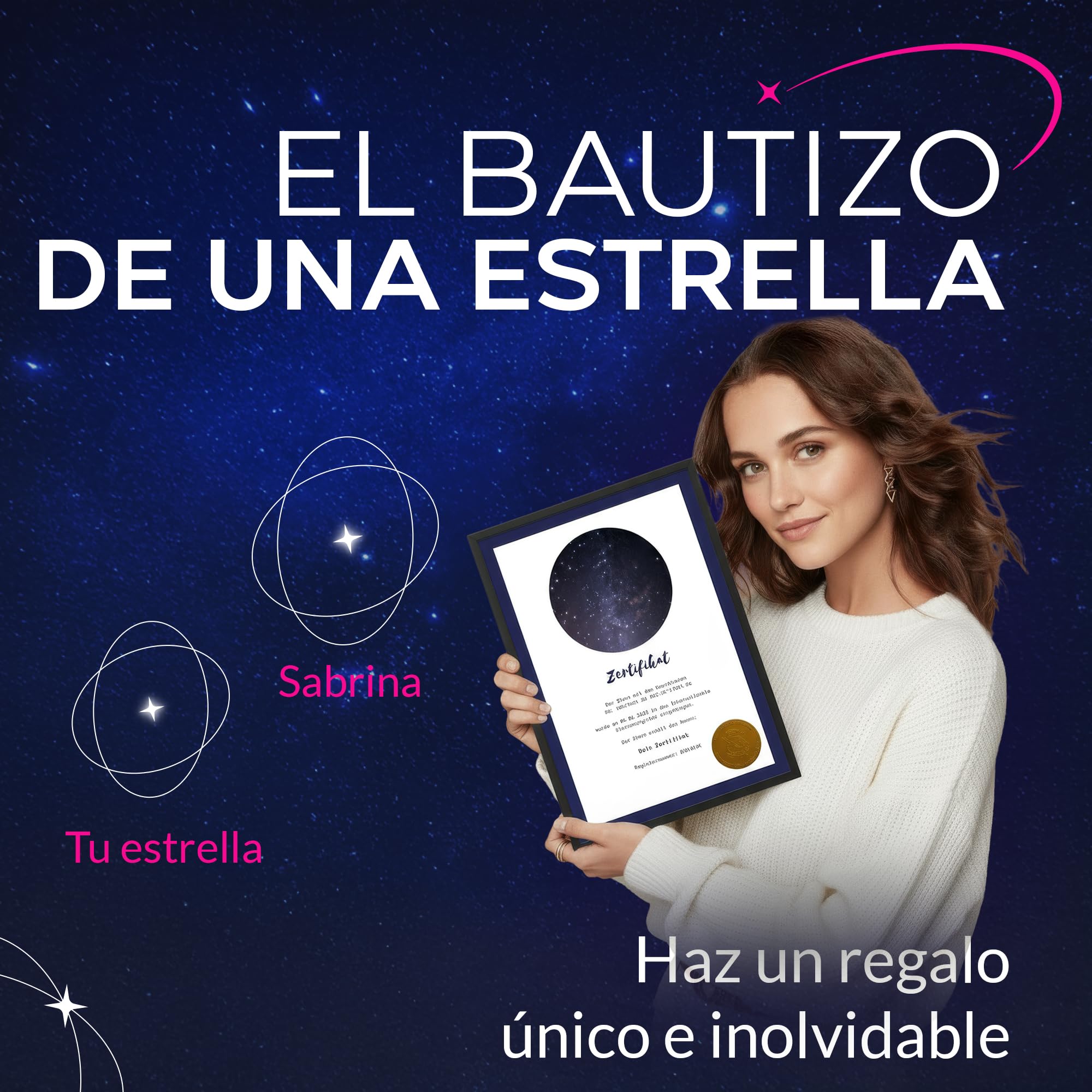 Regala una estrella con nombre - Compra una estrella - Estrella visible garantizada - International Space Registry (estrella luminosa)