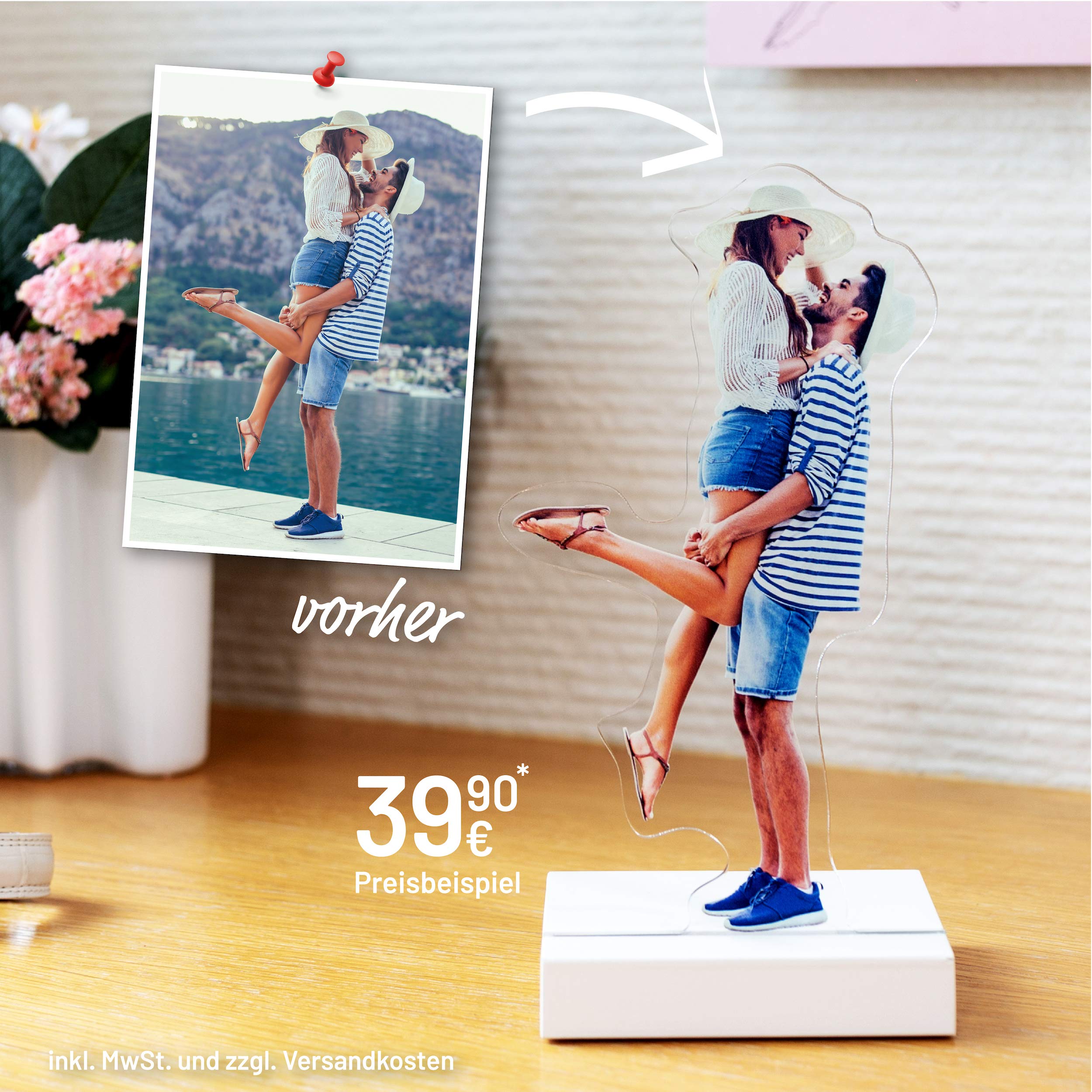 Plexipeople - Dein Foto als Fotofigur - aus 100% recyceltem Acrylglas - Einzigartige Fotogeschenke zur Geburt, Hochzeit uvm. S (max 15x18cm), Weiß