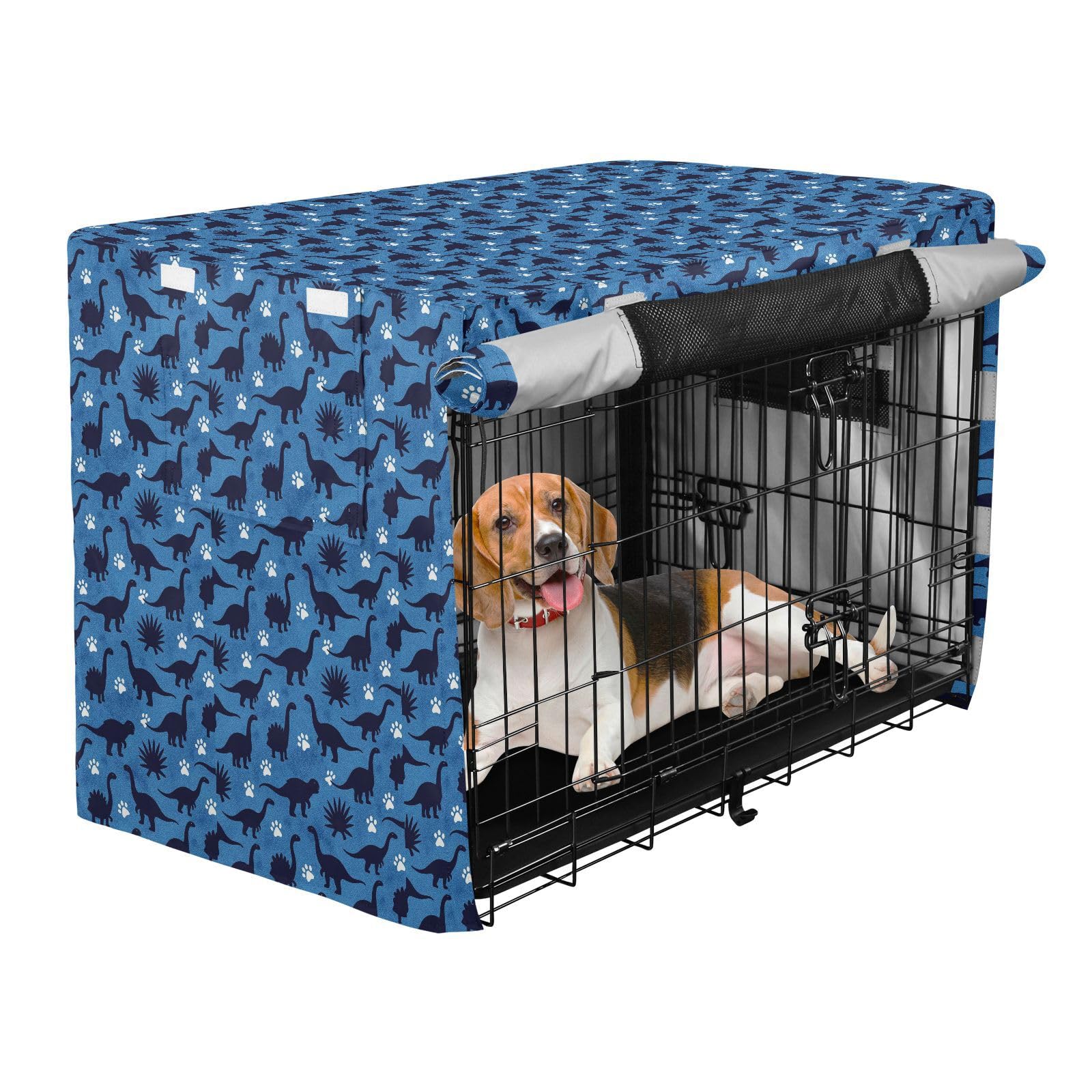 Niche de jardin protégée : housse dinosaure bleu pour chien M
