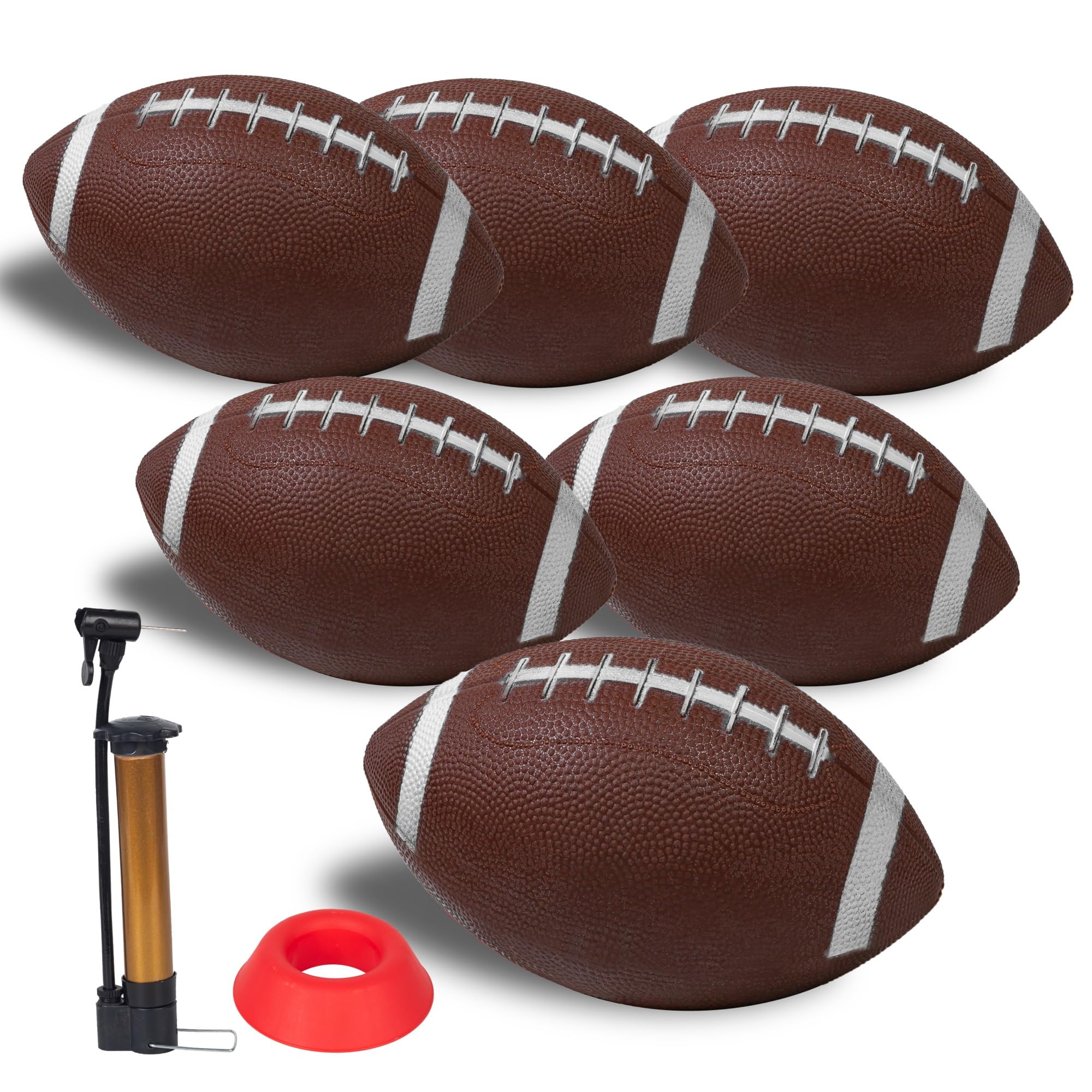 Nbguigdstr 6 Pack 8.3" Inflatable Footballs with Pump and Kicking Tee, Soft Kids Footballs for Playground and Mini Footballs