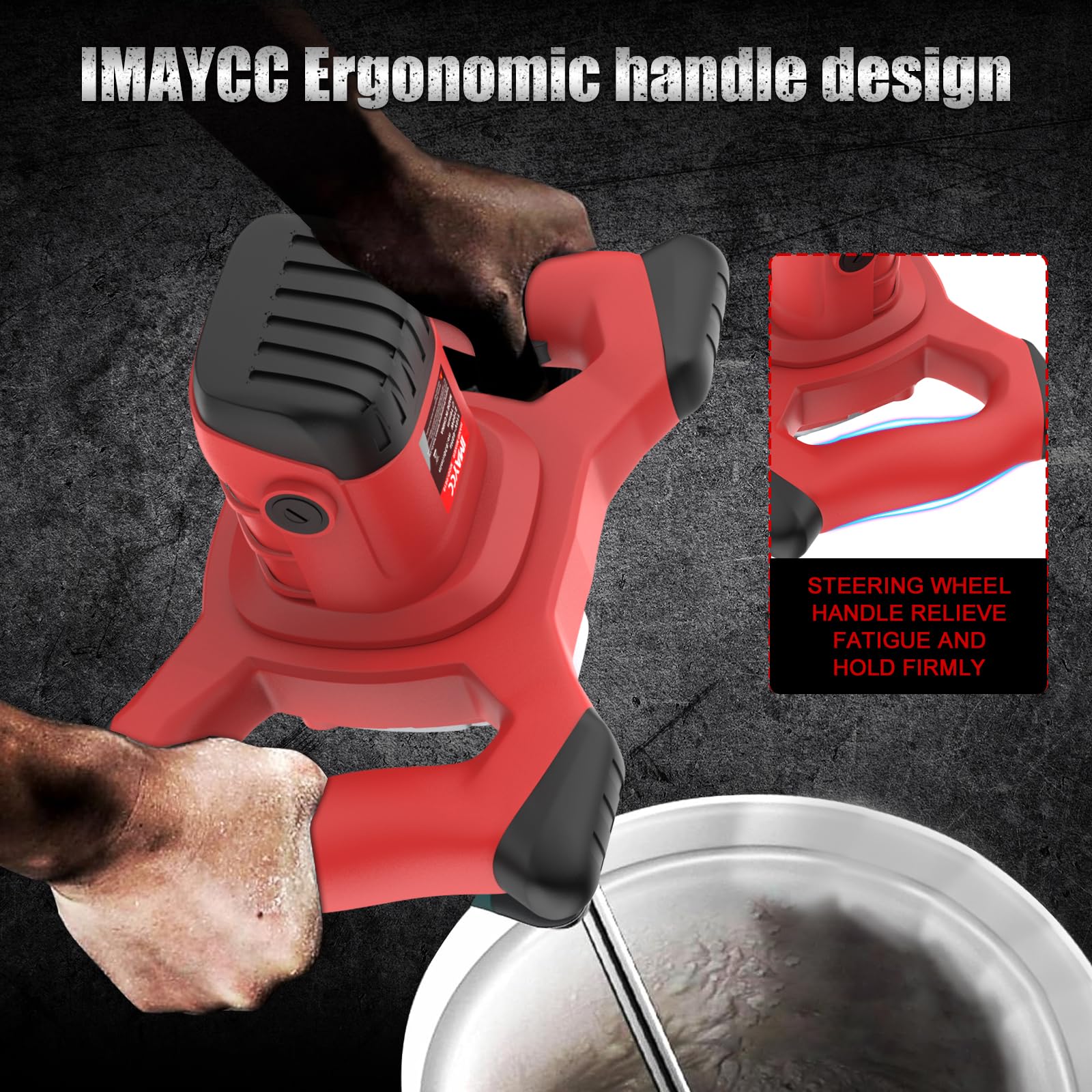 IMAYCC Mezcladora De Mortero, 2100W Batidora Mortero, Mezclador De Mortero con 6 Velocidades, Hormigoneras Electricas, Ideal Para Mezclar Pienso, Yeso, Pintura, Cemento, Mortero,Etc