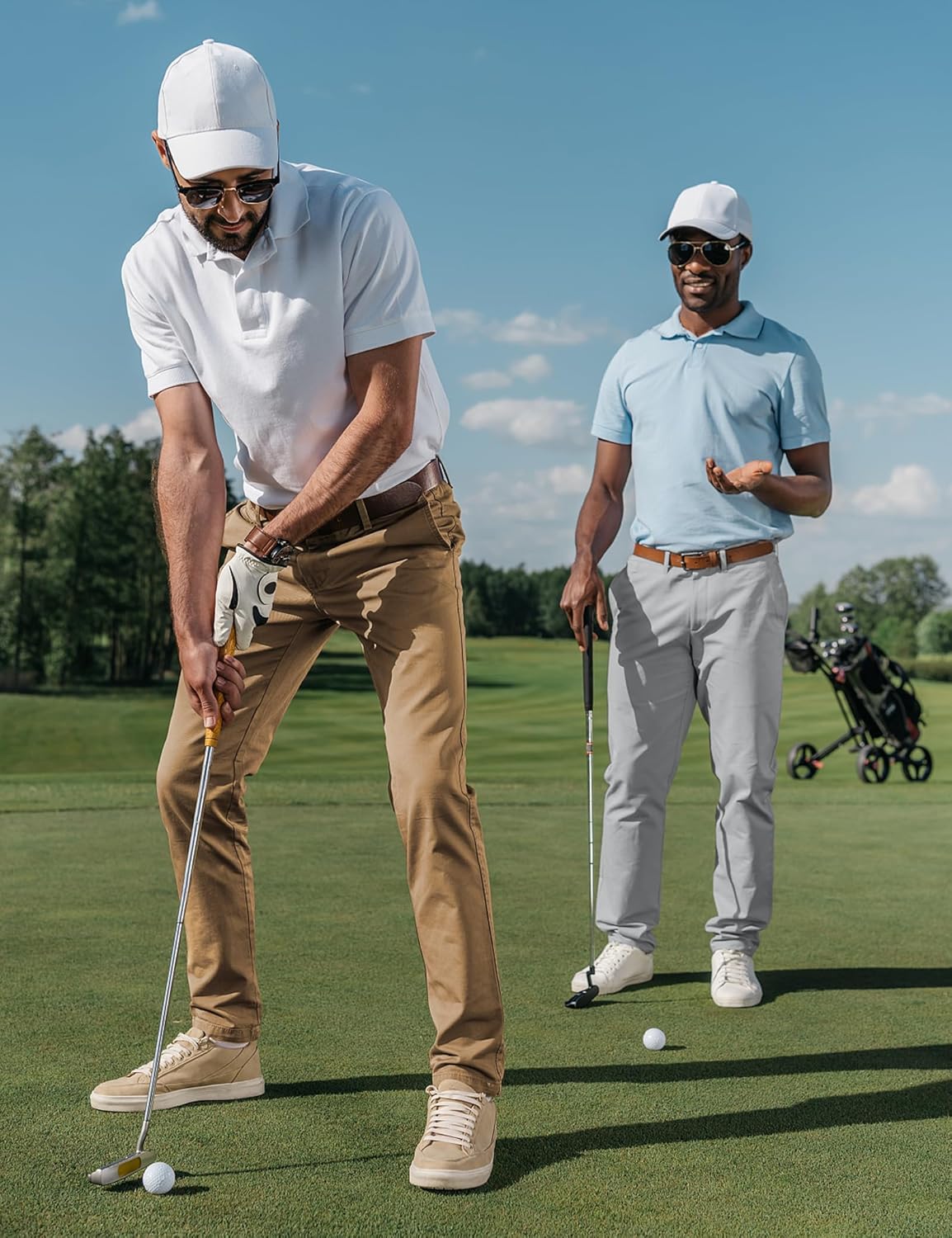 Mens Golf Pants Stretch - Lightweight Quick Dry Work Dress Pants 30" Slim Fit Casual Slacks for Men with 6 Pockets