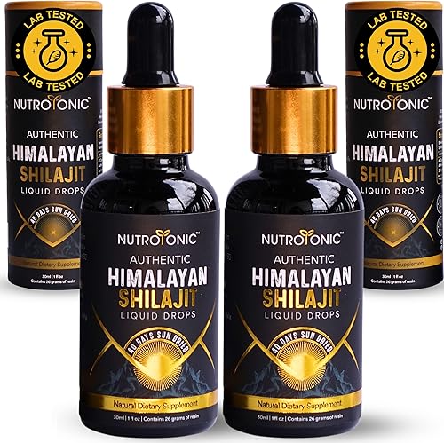 NutroTonic - Gotas líquidas auténticas de Shilajit del Himalaya - Shilajit para hombres y mujeres - 60 días secado al sol - Grado oro raro A+ -