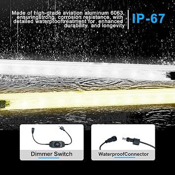 12V LED Interior Light Aluminum Rigid String Lights with Dimmer Switch Waterproof Light Strip (4pcs-White)