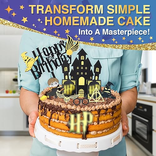 Miniatura 40 de Decoración para tartas de feliz cumpleaños para mujer, decoración vibrante y brillante para tartas con cartón resistente, fácil de instalar