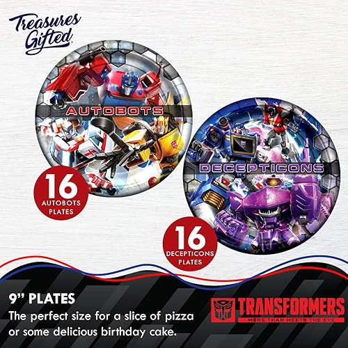 Miniatura 2 de Treasures Gifted Suministros para fiestas con licencia oficial de Transformers Sirve a 32 invitados Vajilla clásica Transformers suministros para