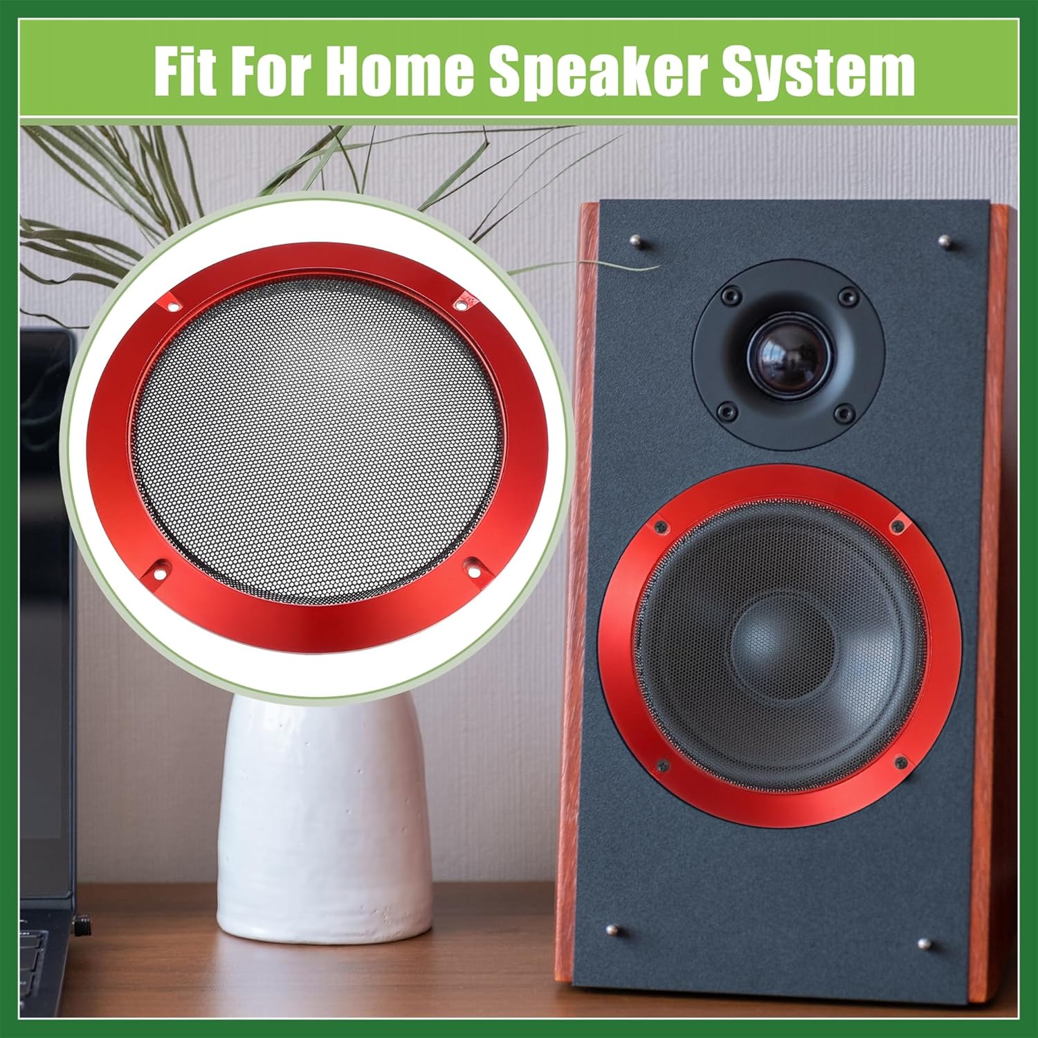 Motoforti Universal 6.5" Car Speaker Grills Cover Mesh Round 6.5 Inch Audio Speaker Subwoofer Guard Protector Case with Mounting Screws Iron Red - Pack of 4 Long-lasting