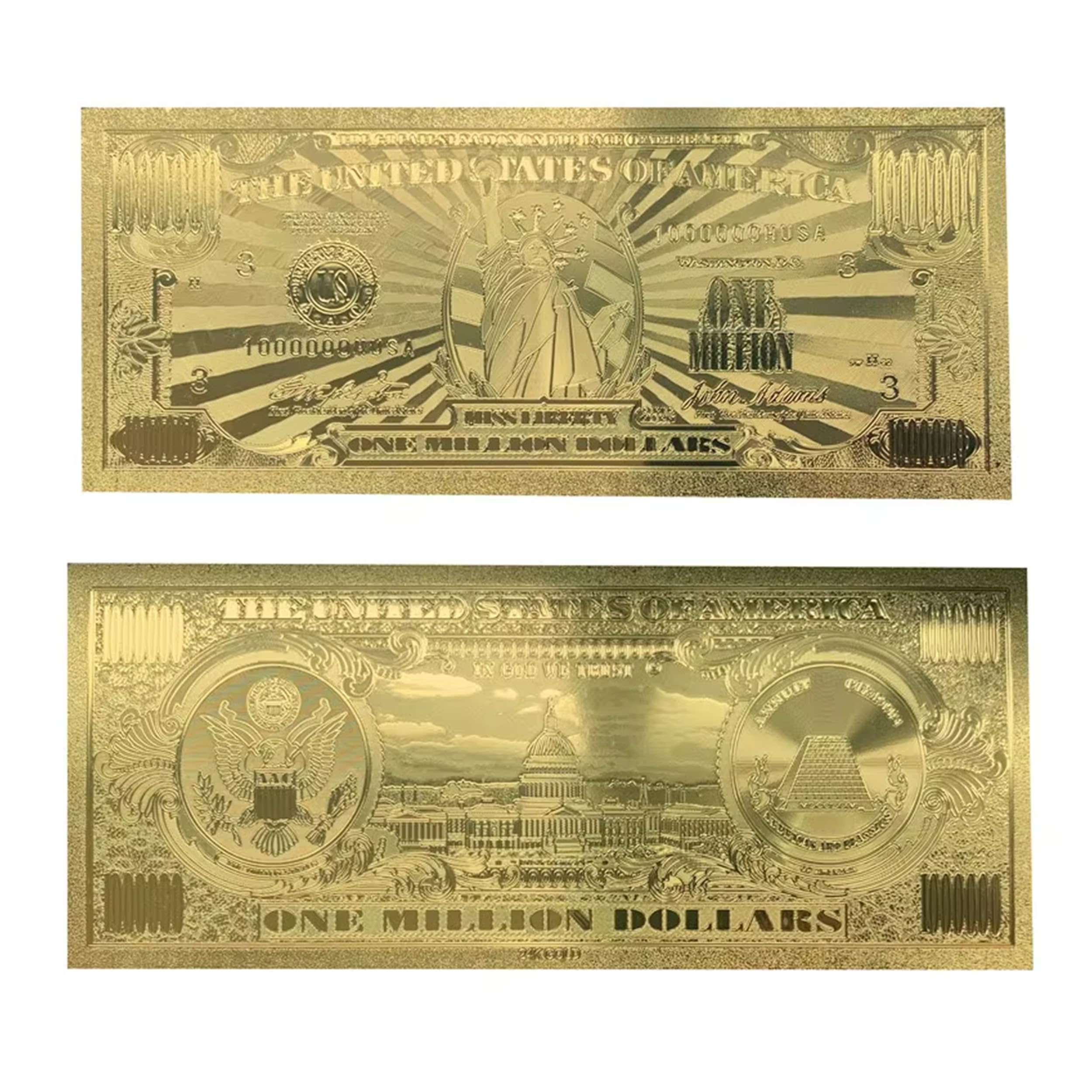 blinkee Miss Lady Liberty 1 Million Dollars Original 24K Gold Plated Bill Collectible Banknotes for Decoration