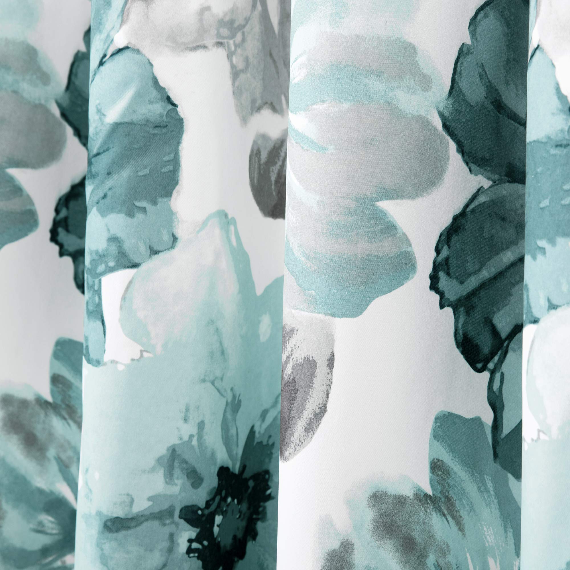 Lush Decor Leah Paire de Rideaux de fenêtre filtrants pour Salon, Chambre et Salle à Manger, Motif Floral printanier Aquarelle Bleu, 132,1 x 160 cm (l x L)