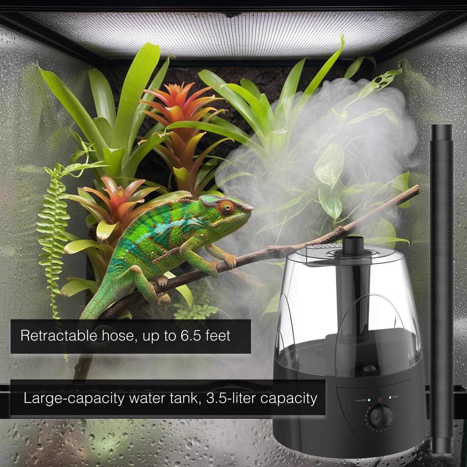 MRREPTILE Humidificadores nebulizadores para reptiles, humidificador de tienda de cultivo, sistema de nebulización para reptiles, humidificador nebulizador de terrario, 3.5 L de gran capacidad para