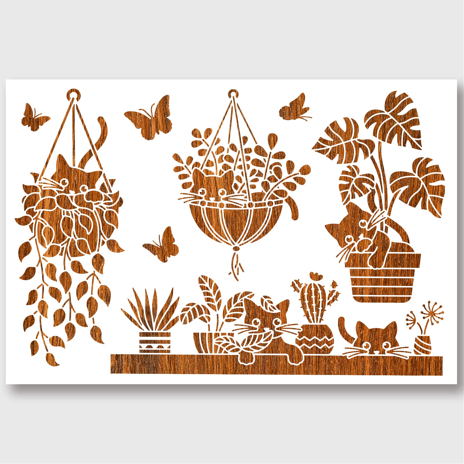 NBEADS Cat Potted Plant Stencil