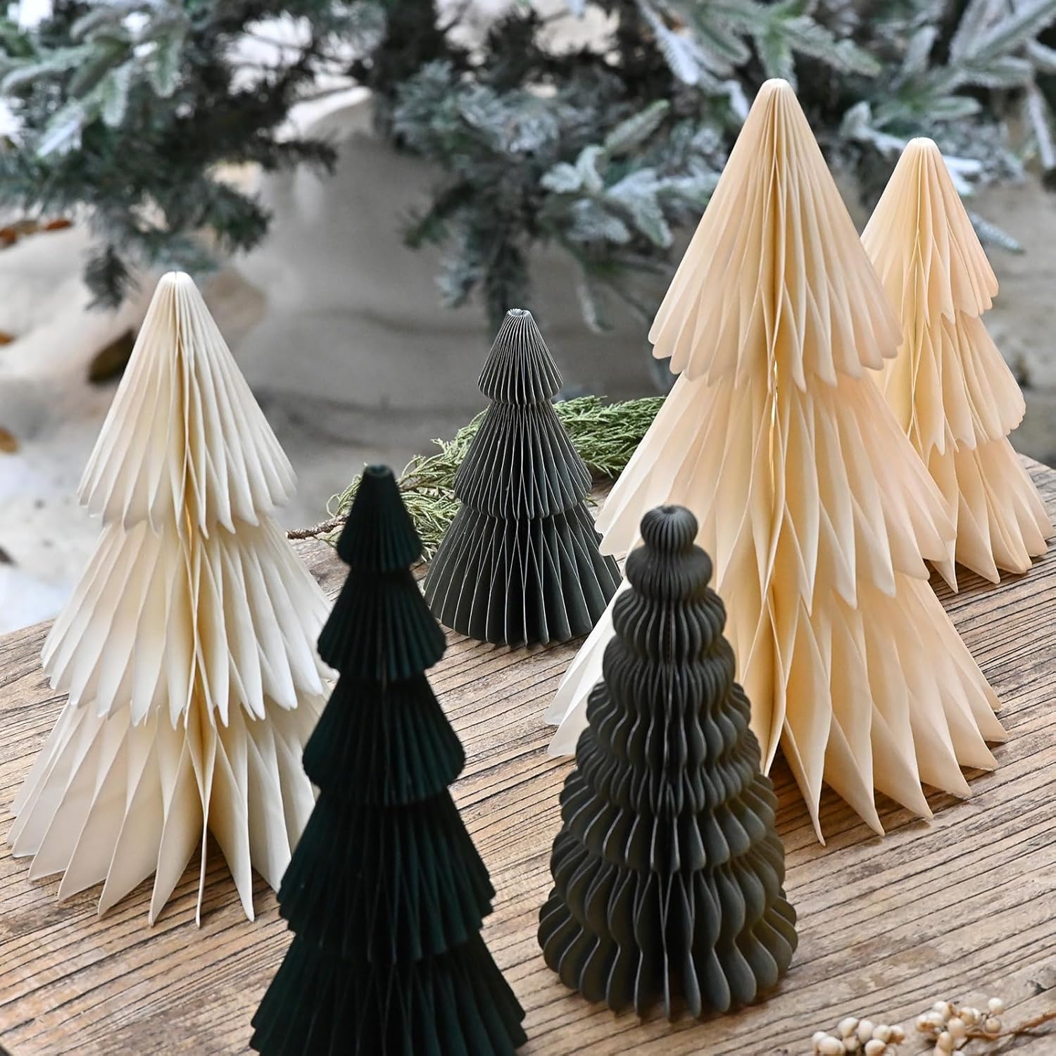6 Pcs Honeycomb Christmas Tree, 3D Paper Trees Table Centerpiece, 6-12 Inches Christmas Tree Home Decoration Indoors Christmas Decorations Xmas Party Holiday Decor