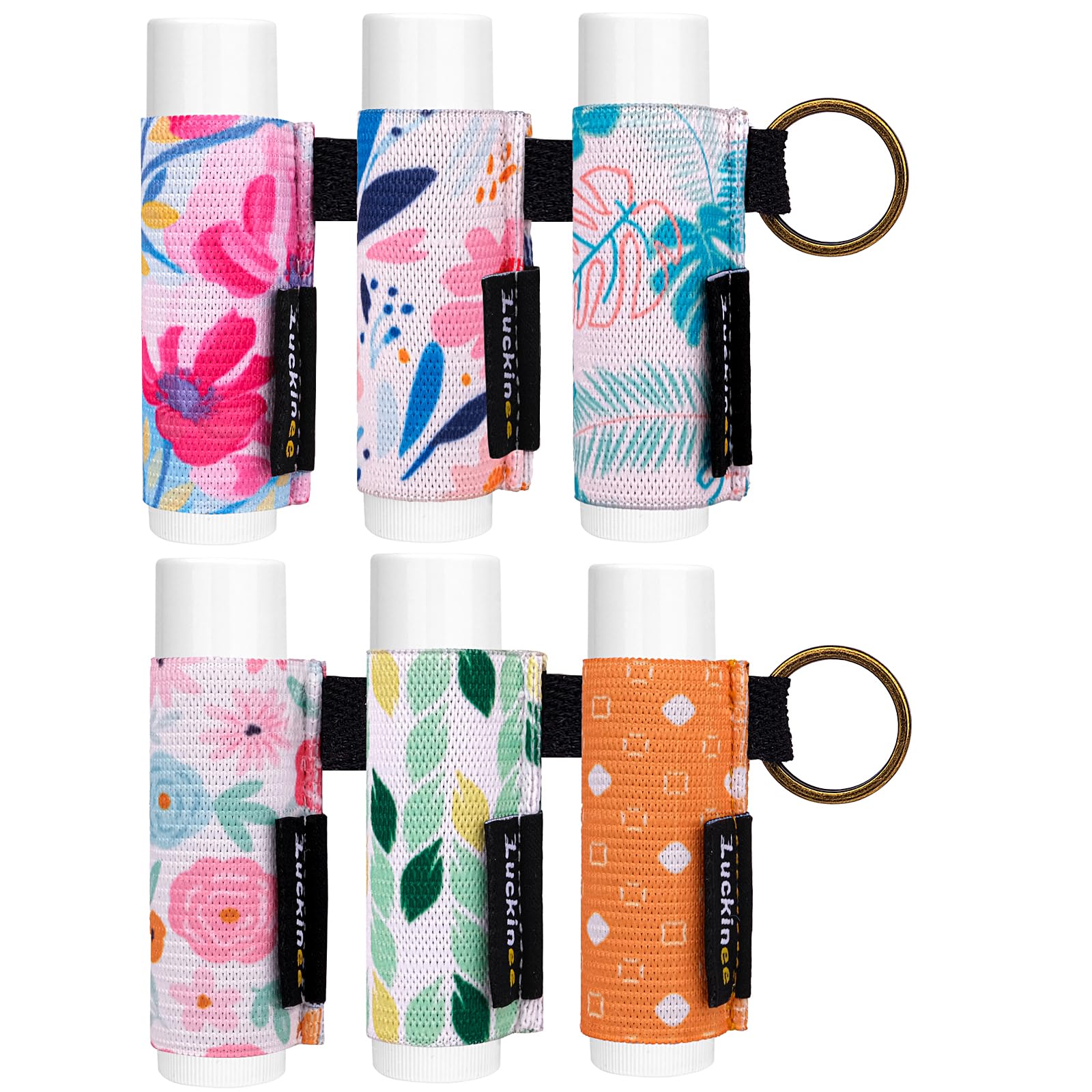 6PCS Lip Balm Holder Keychain, Christmas Stocking Stuffers Gifts, Lip Gloss Holder Key Chains Women Cute Lipstick Holder Lip Balm Pouch Keychain